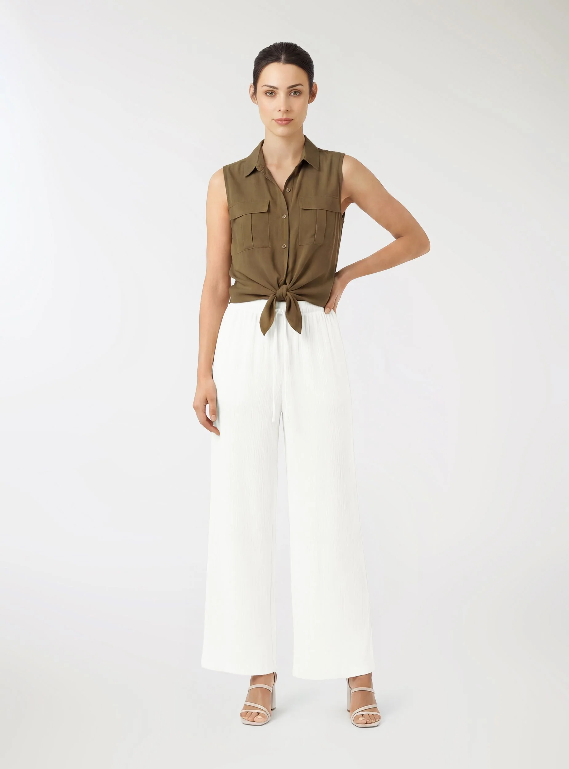 Pantaloni maxi wide leg effetto crinkle - Image 2