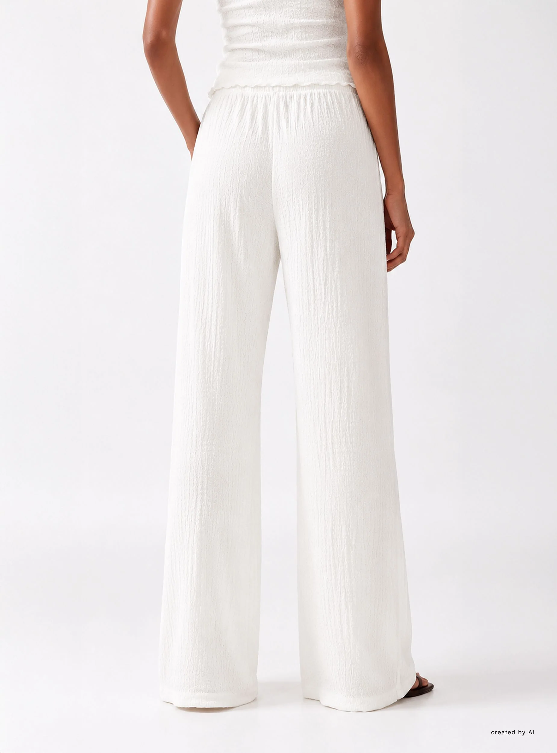 Pantaloni maxi wide leg effetto crinkle - Image 3