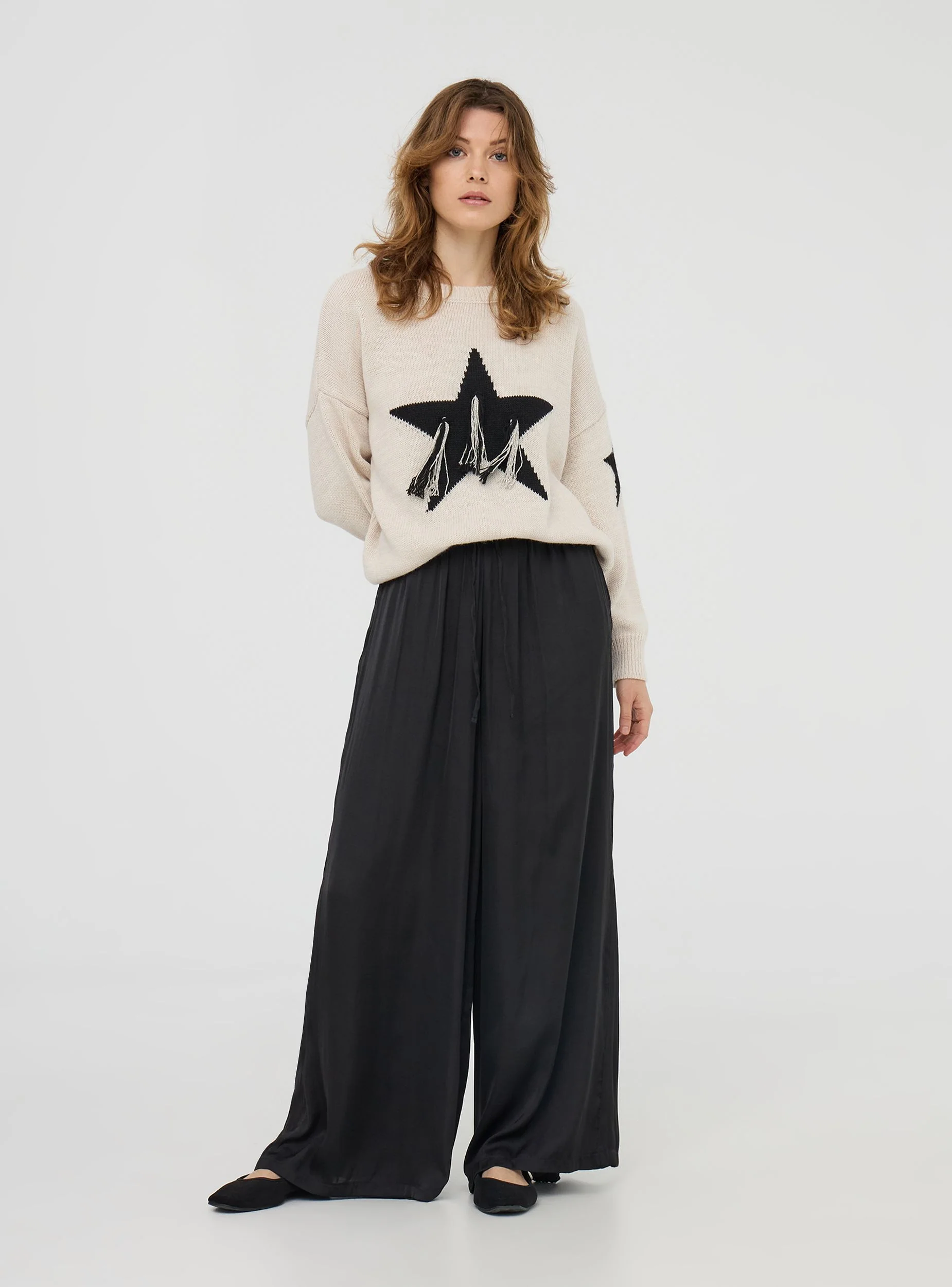 Pantaloni palazzo coulisse in effetto raso - Image 3
