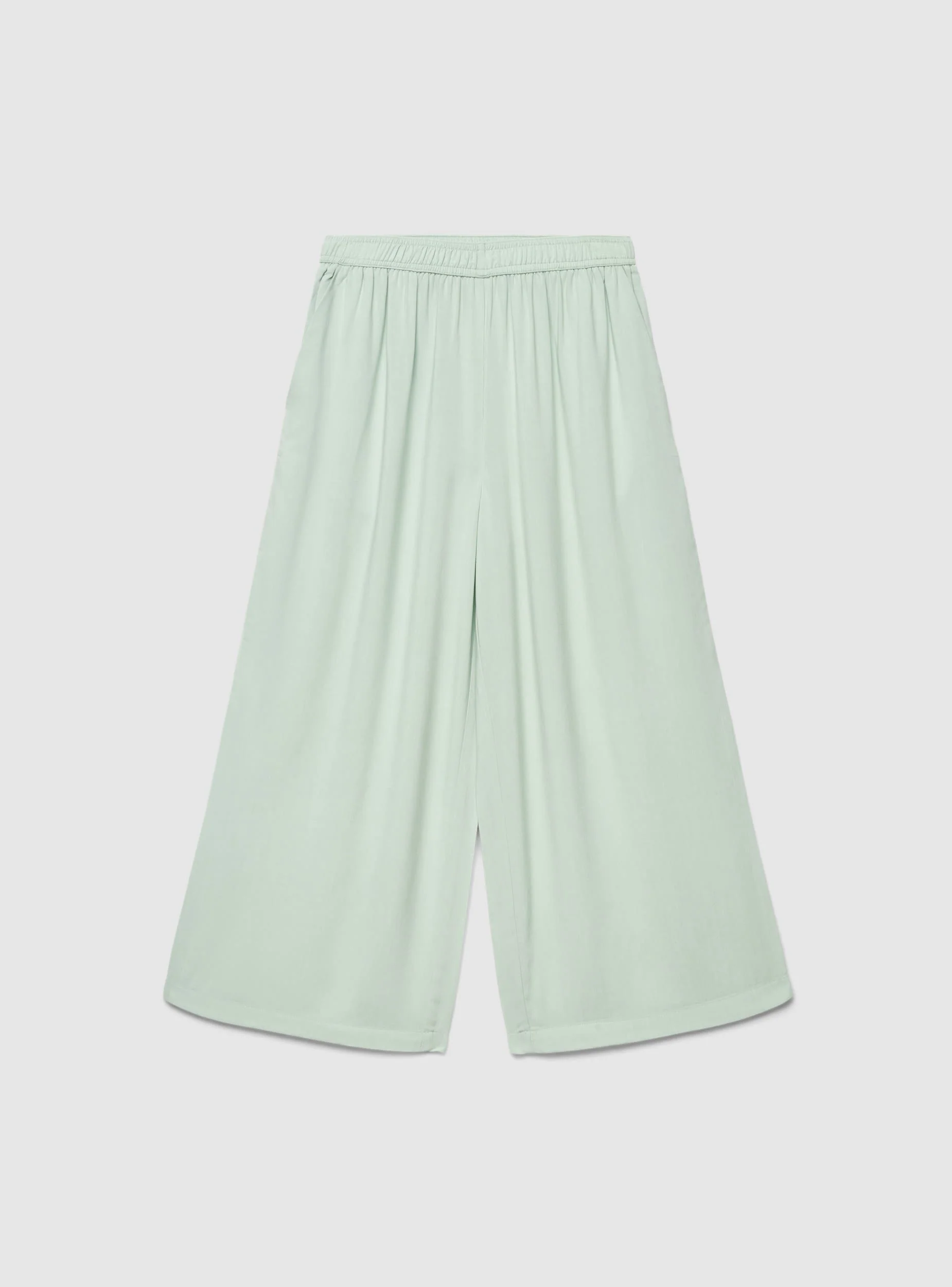 Pantaloni palazzo crop con elastico in vita - Image 2