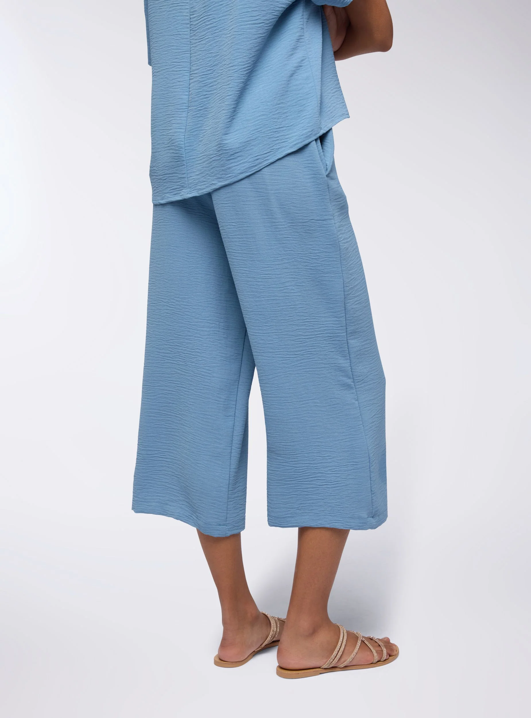Pantaloni palazzo cropped tinta unita - Image 3