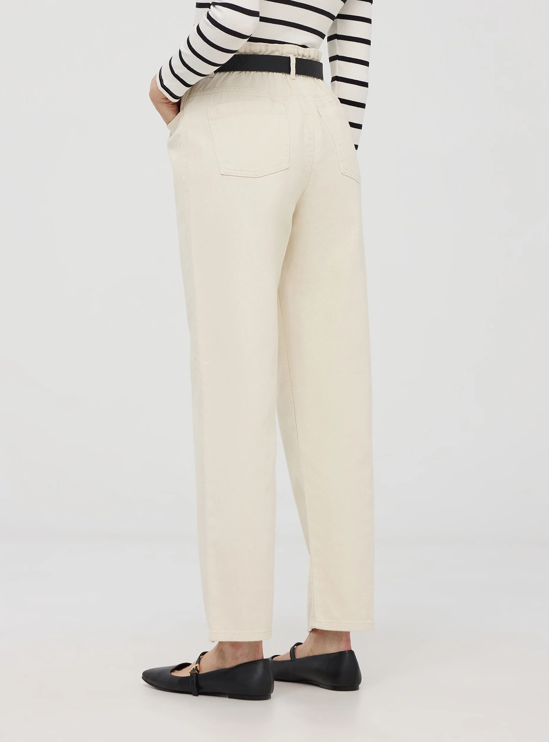 Pantaloni paper bag in twill - Image 3