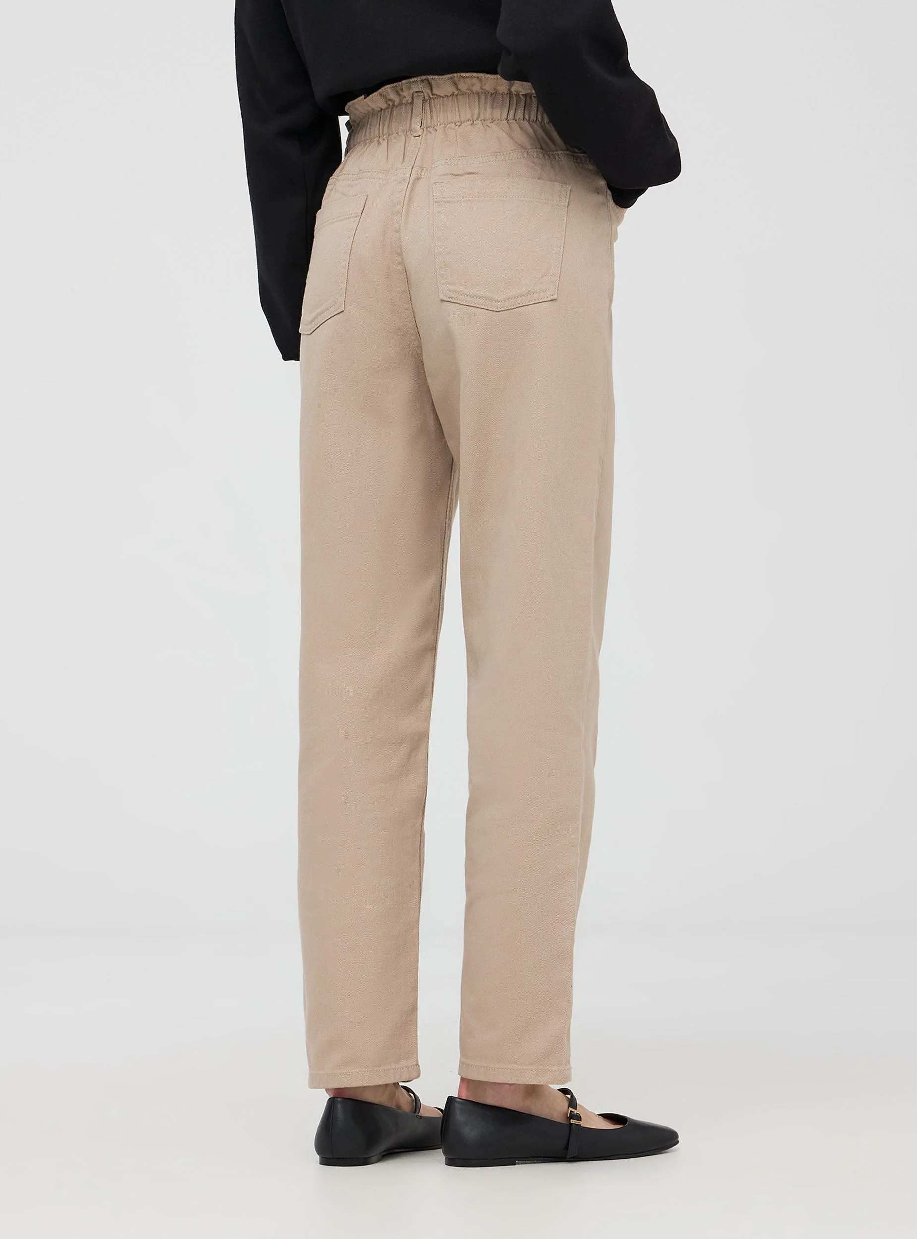 Pantaloni paper bag in twill