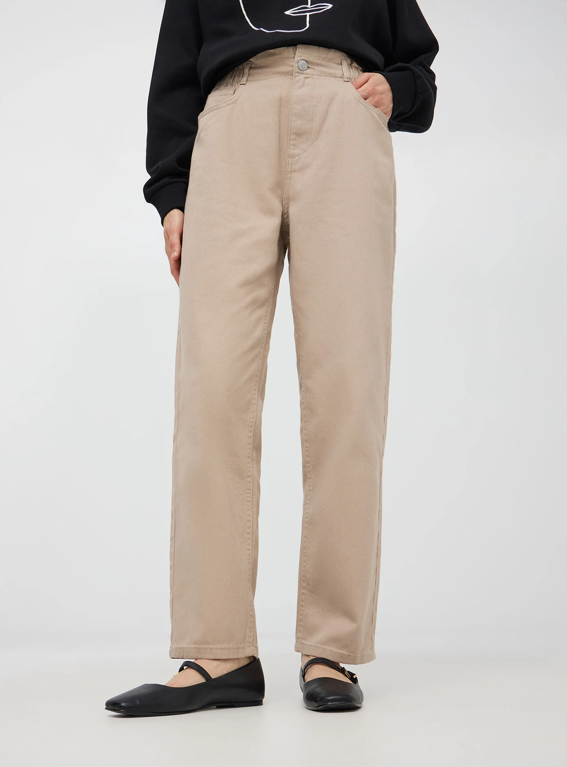 Pantaloni paper bag in twill - Image 3