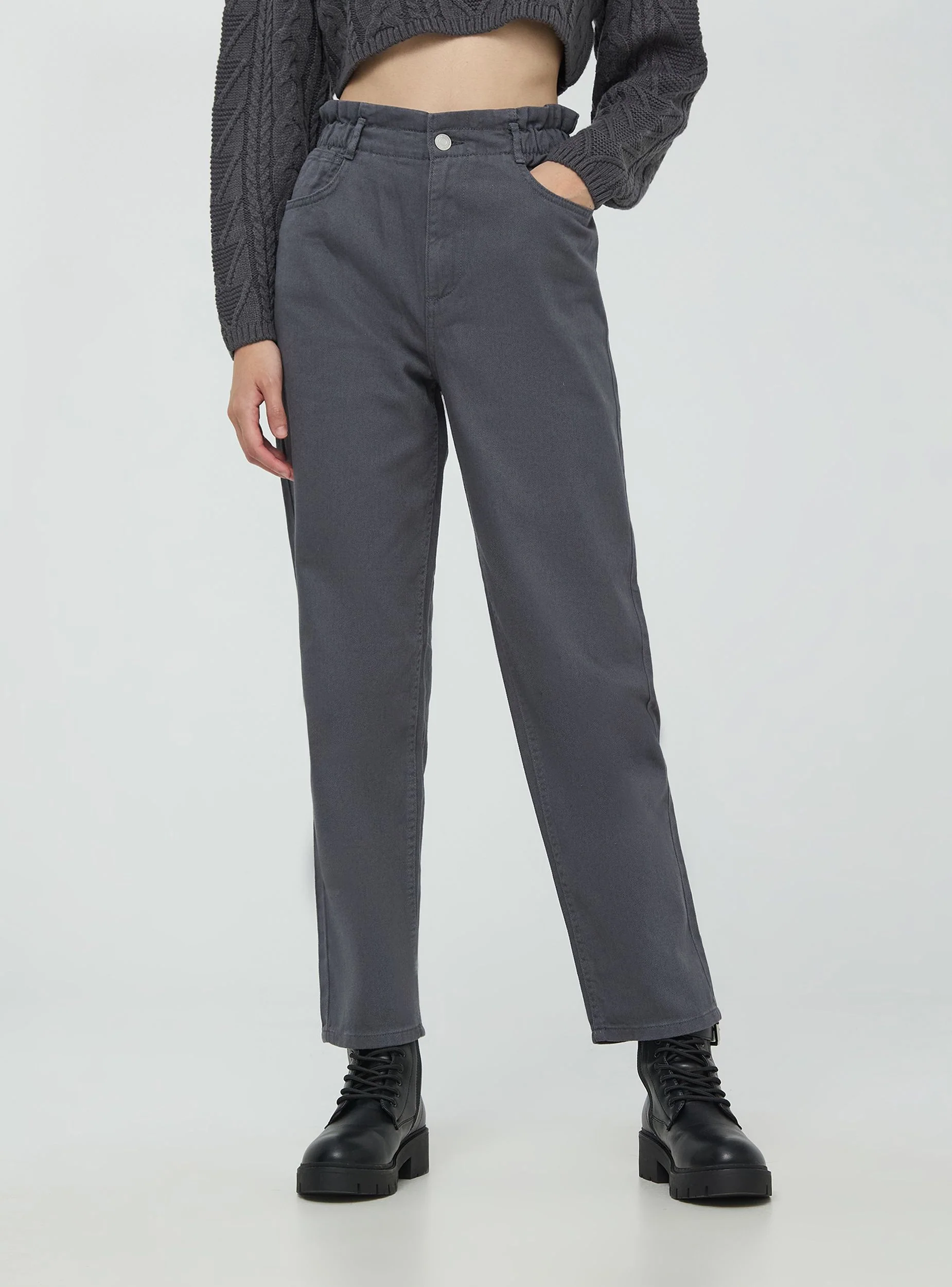 Pantaloni paper bag in twill - Image 3