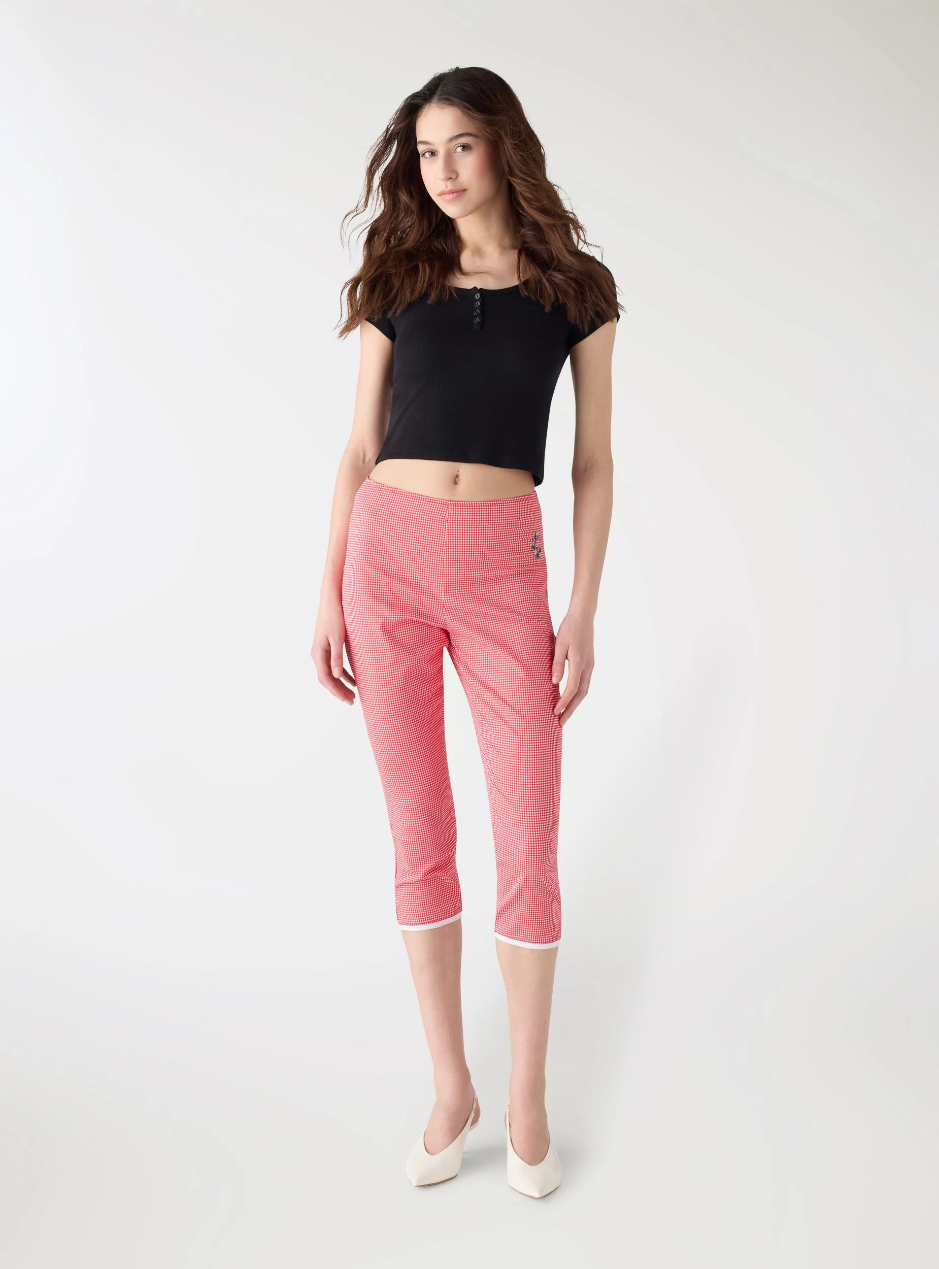 Pantaloni pinocchietto a motivo vichy TRNPOPLAB