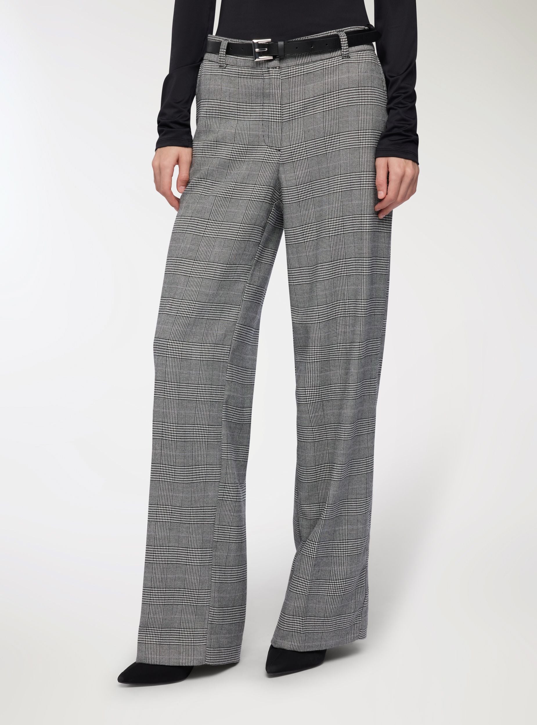 Pantaloni principe di Galles con cintura in tessuto caldo - Image 2