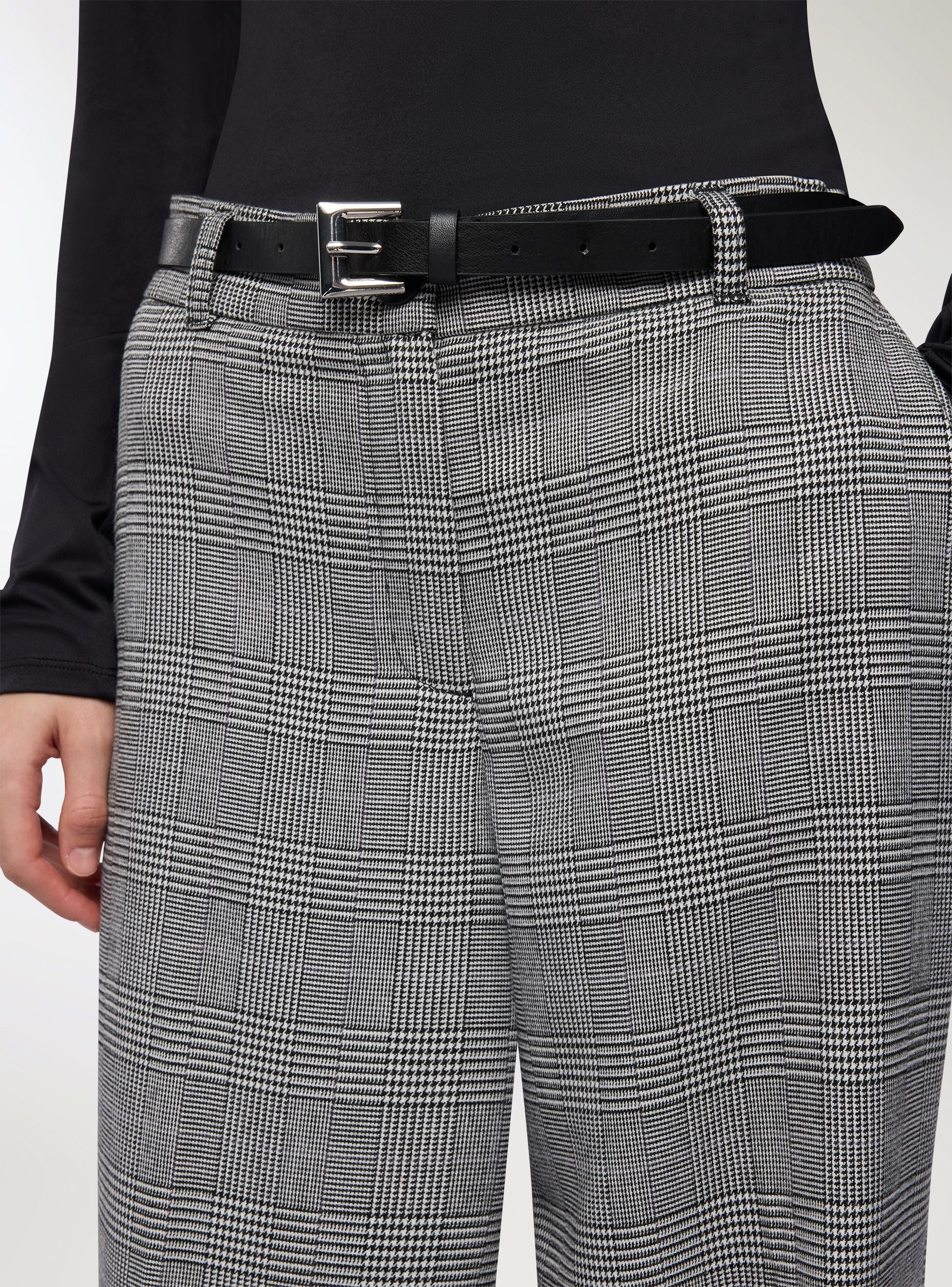 Pantaloni principe di Galles con cintura in tessuto caldo - Image 4
