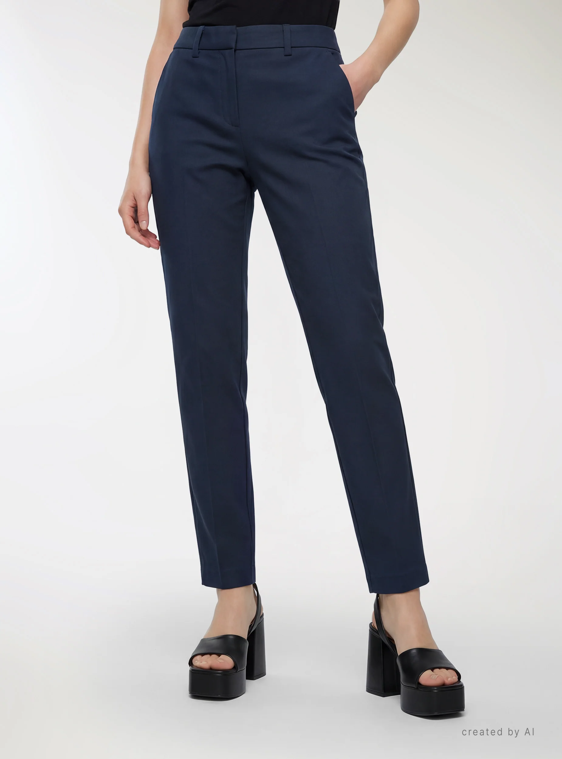 Pantaloni skinny in rasatello di cotone a tinta unita - Image 2