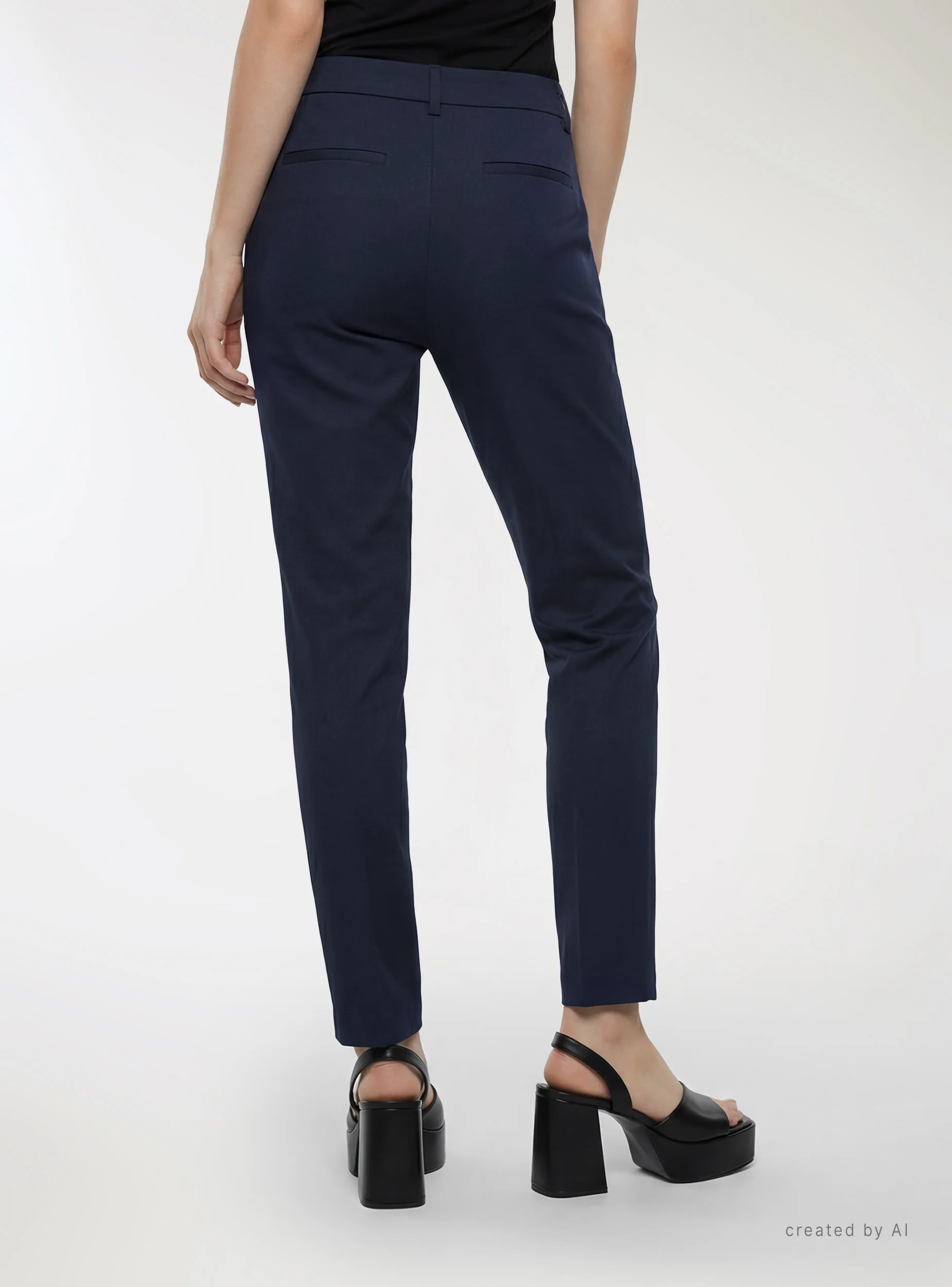Pantaloni skinny in rasatello di cotone a tinta unita - Image 3