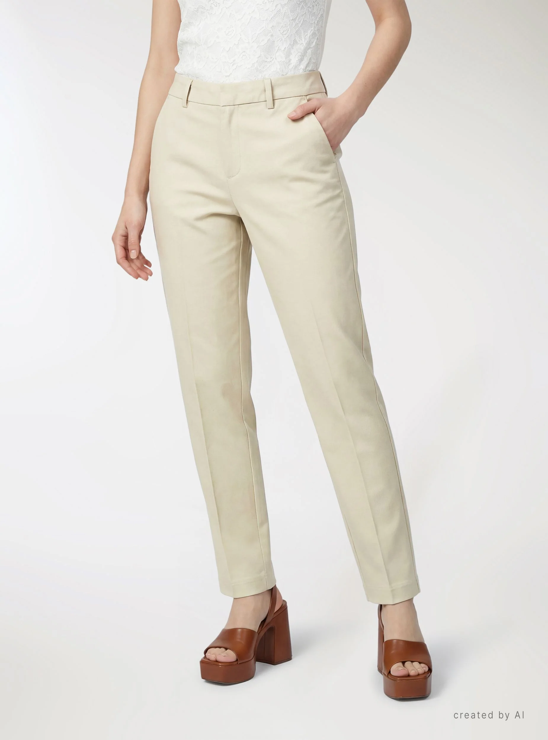 Pantaloni skinny in rasatello di cotone a tinta unita - Image 2