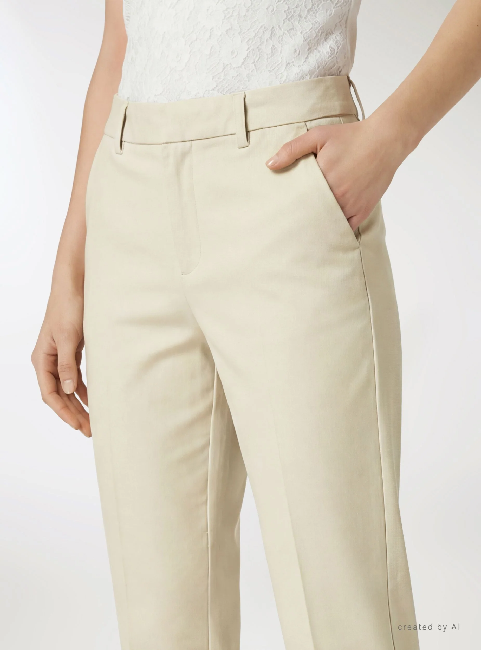 Pantaloni skinny in rasatello di cotone a tinta unita - Image 4