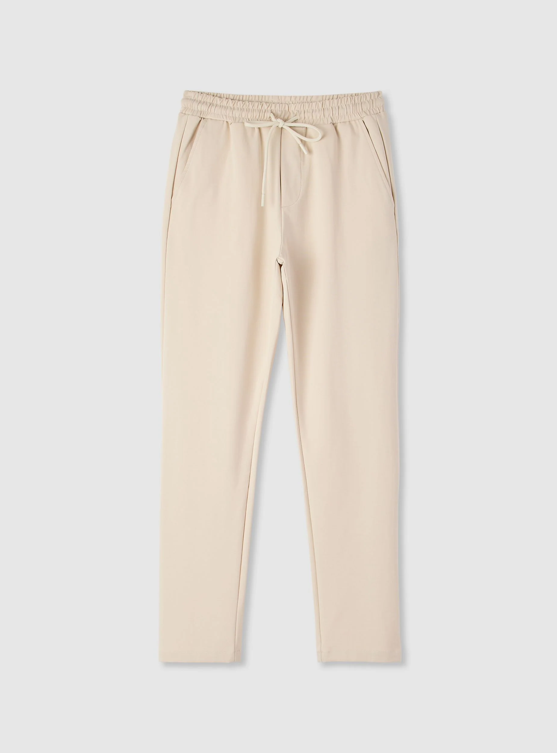 Pantaloni straight in tessuto interlock caldo con vita elasticizzata e coulisse - Image 5
