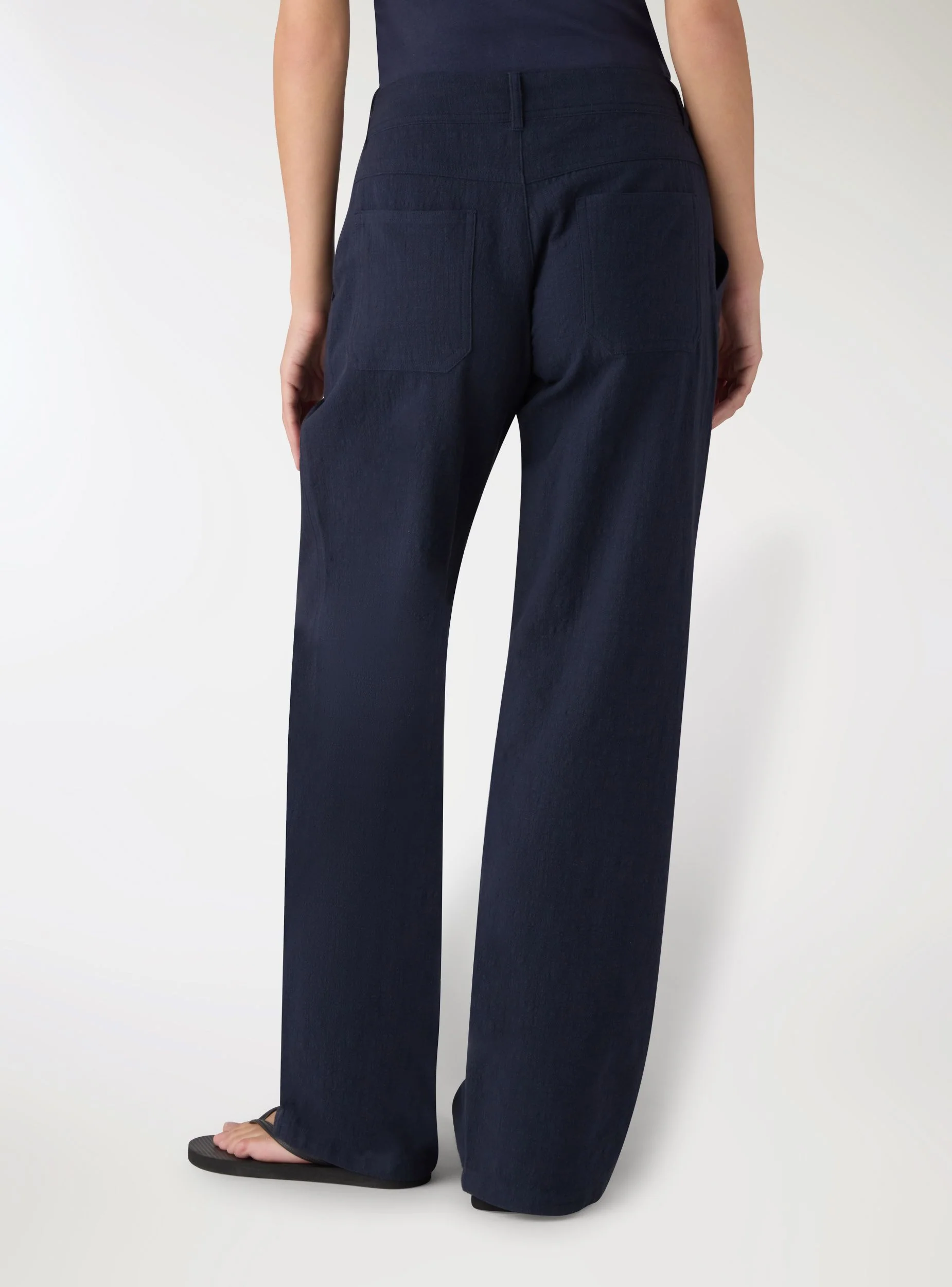 Pantaloni straight vita bassa effetto lino - Image 3