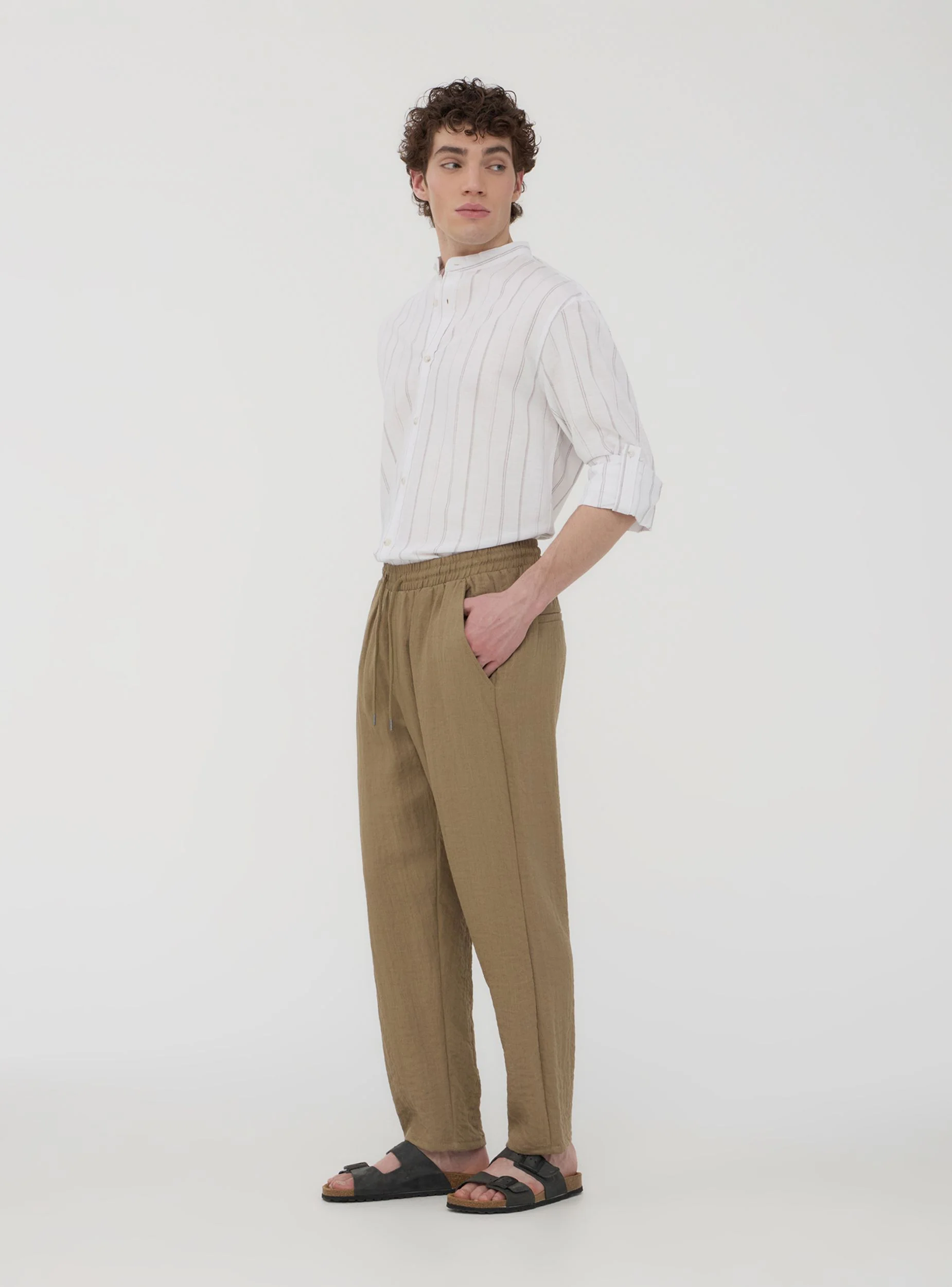 Pantaloni tessuto goffrato con elastico - Image 3