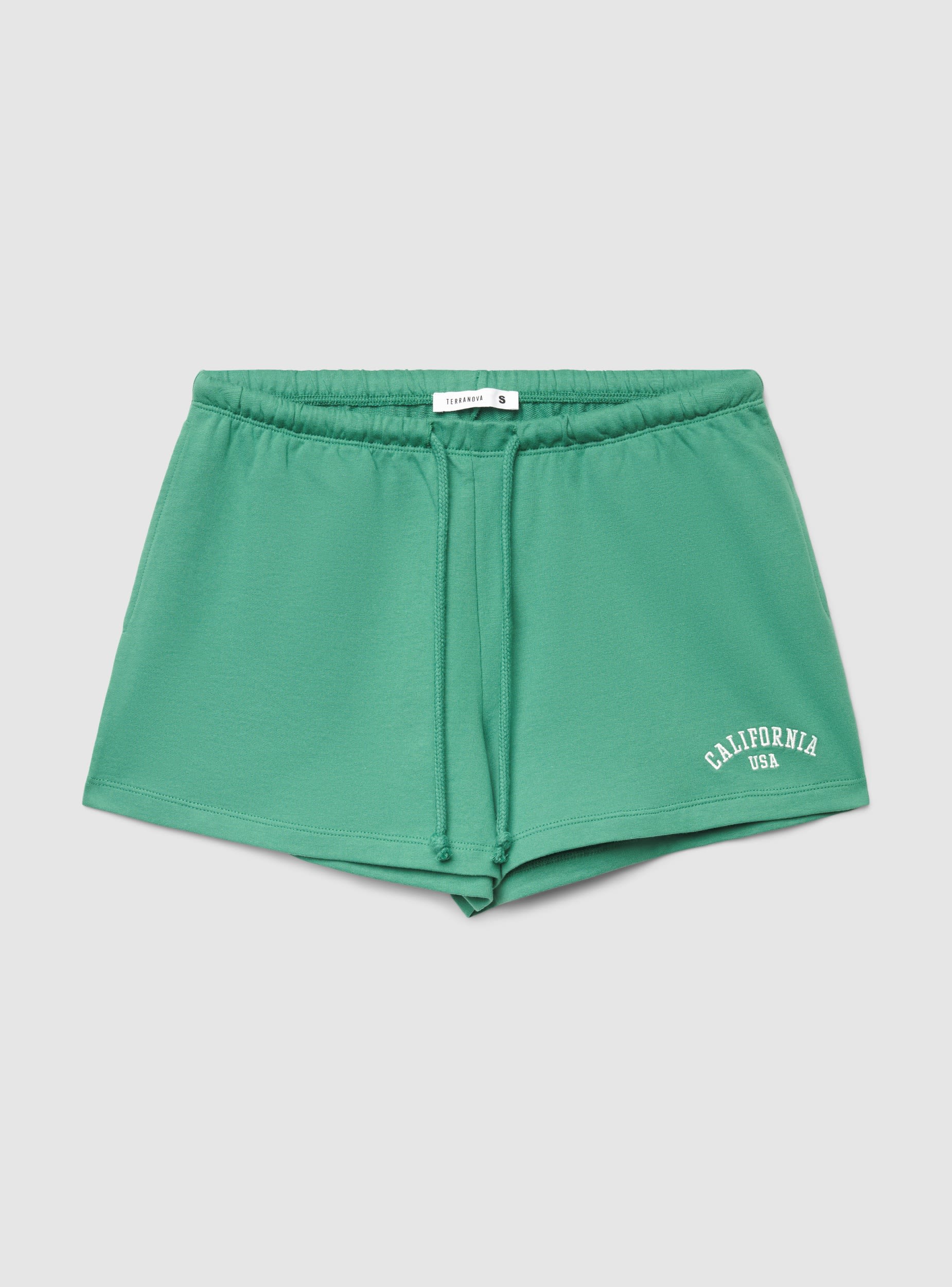Pantaloni tuta corti con ricamo college - Image 7