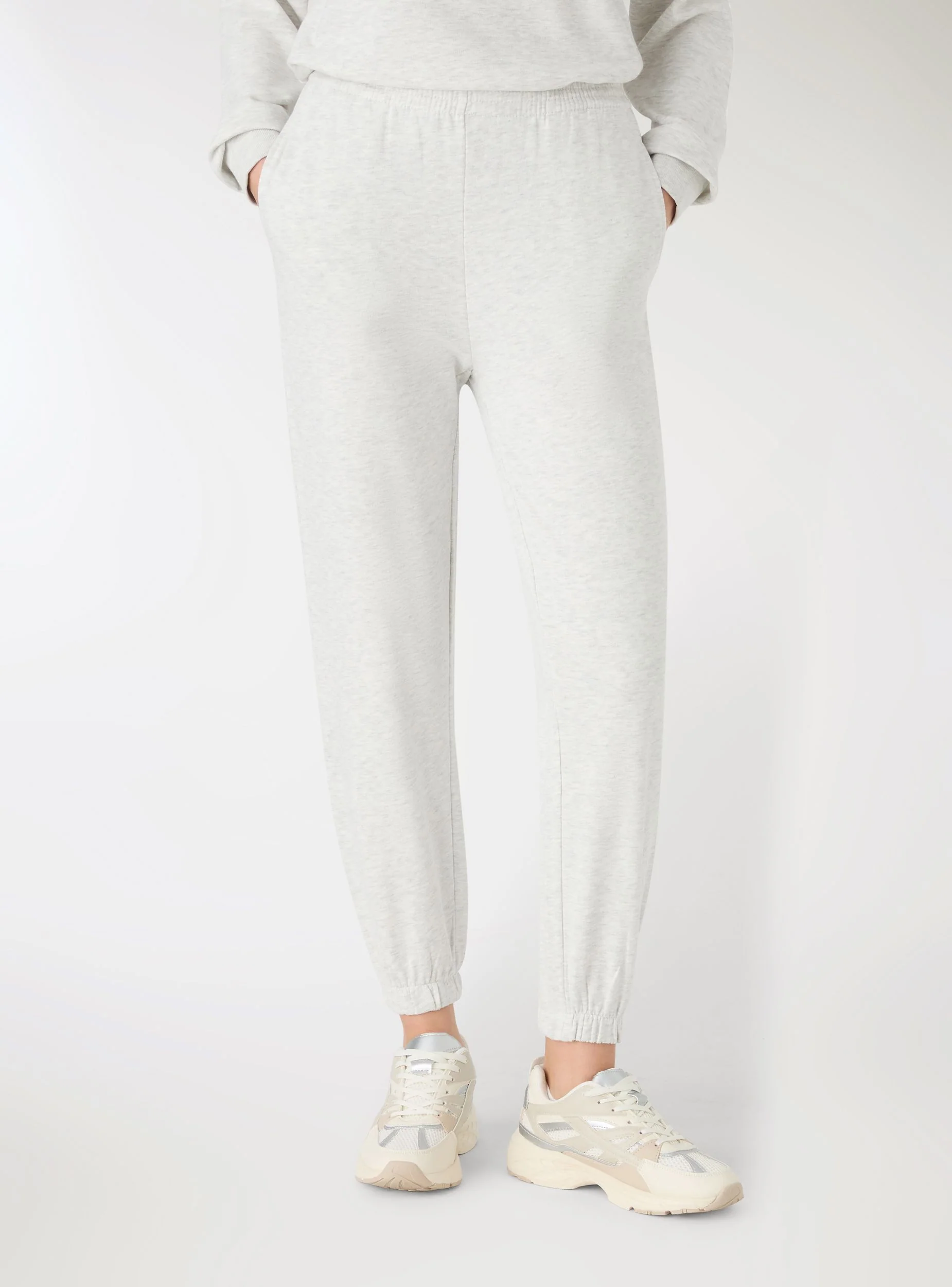 Pantaloni tuta vita alta tinta unita