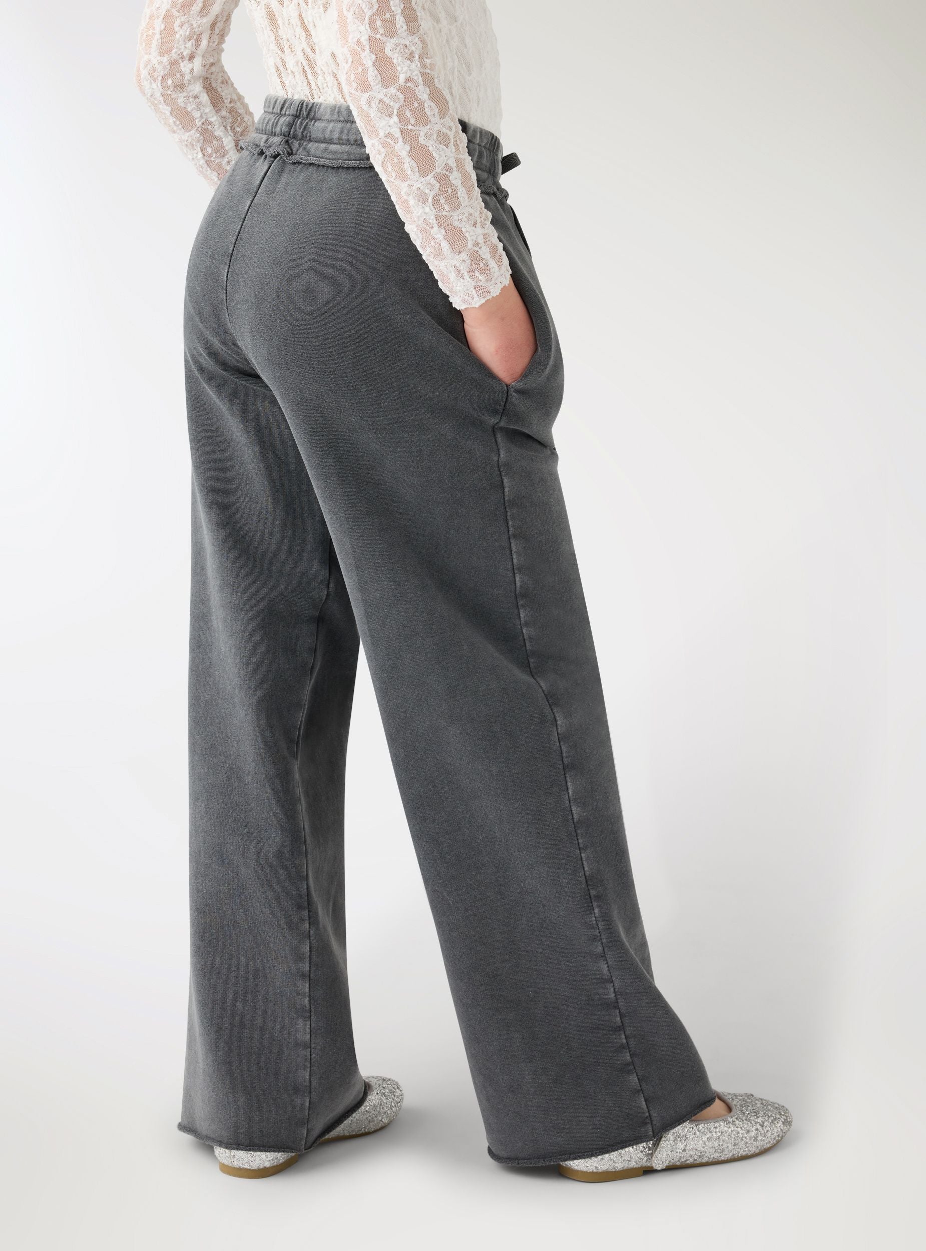 Pantaloni tuta wide leg con nervatura - Image 3