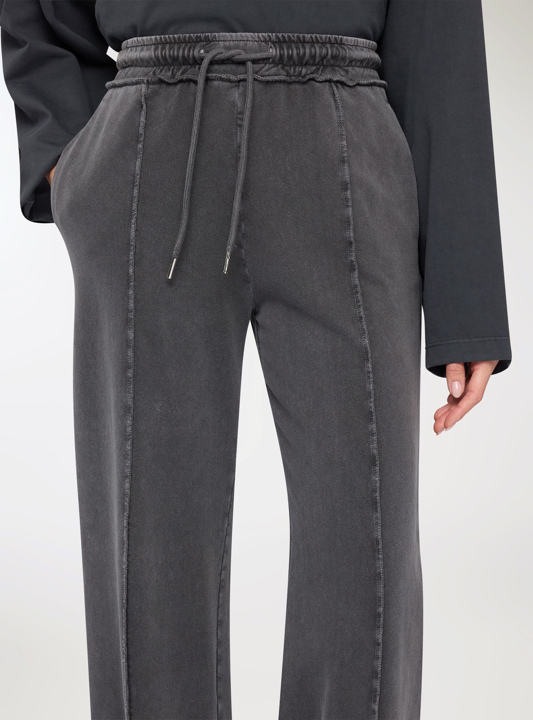 Pantaloni tuta wide leg con nervature - Image 2