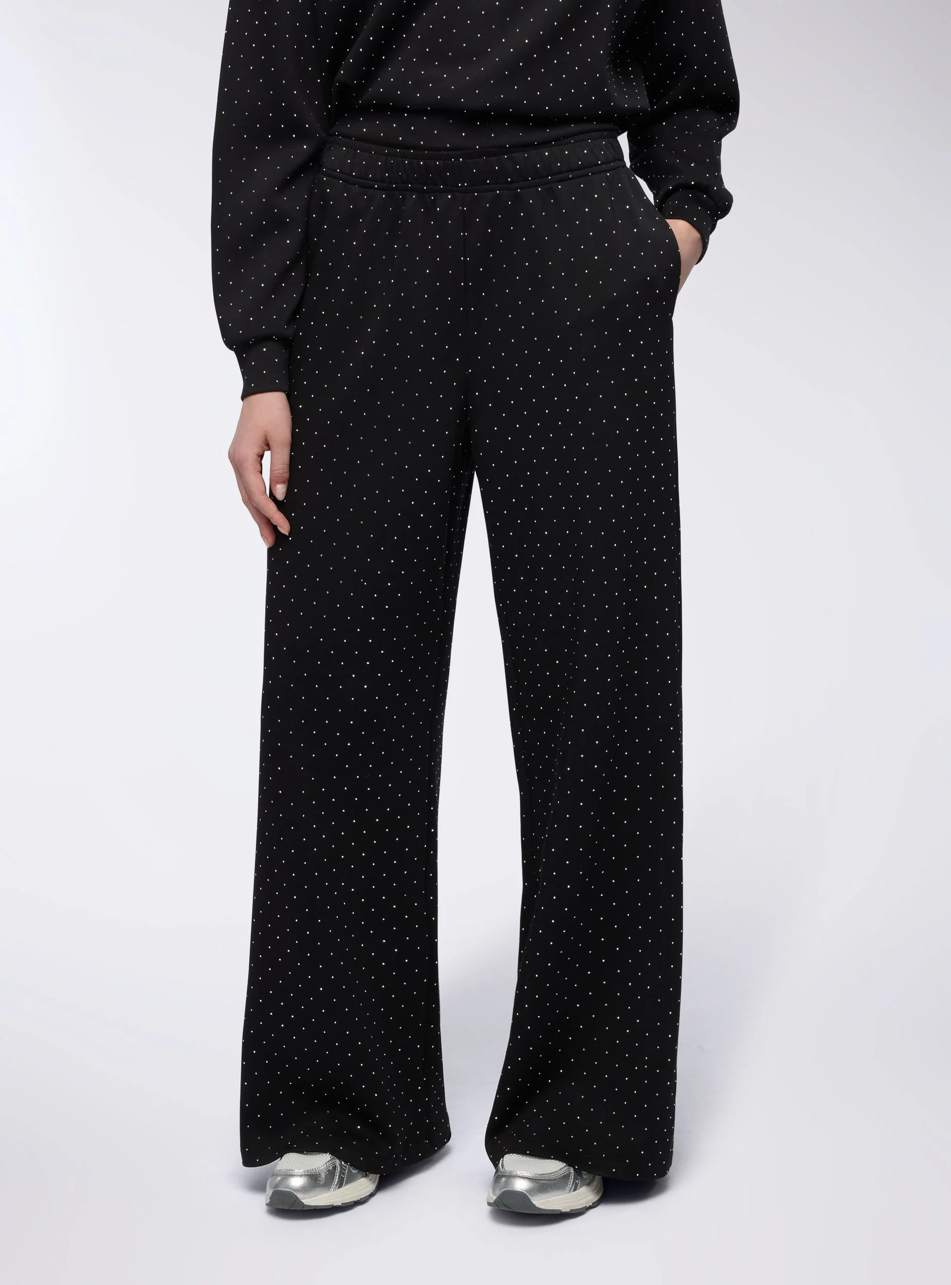 Pantaloni tuta wide leg con strass - Image 4