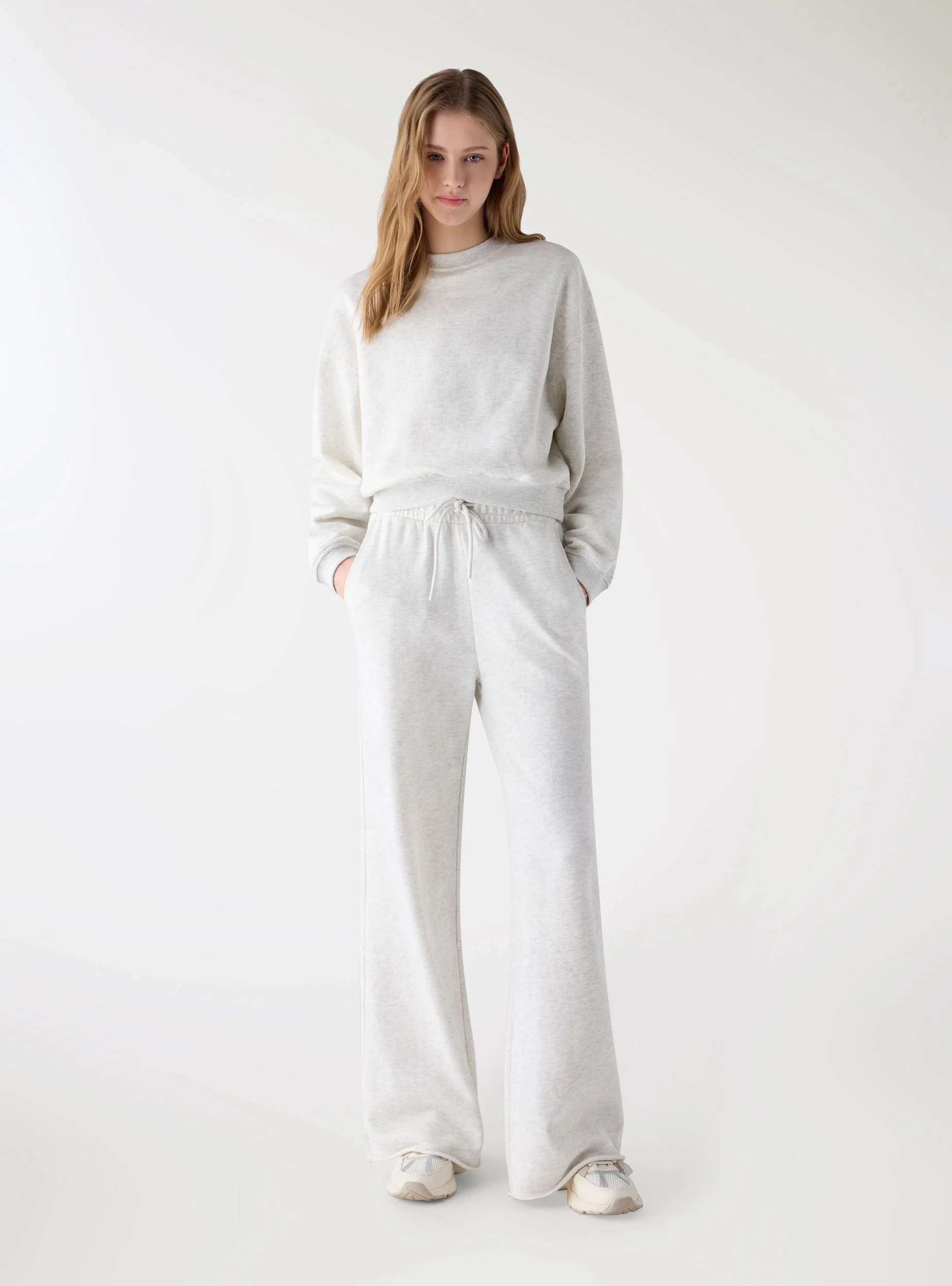 Pantaloni tuta wide leg tinta unita