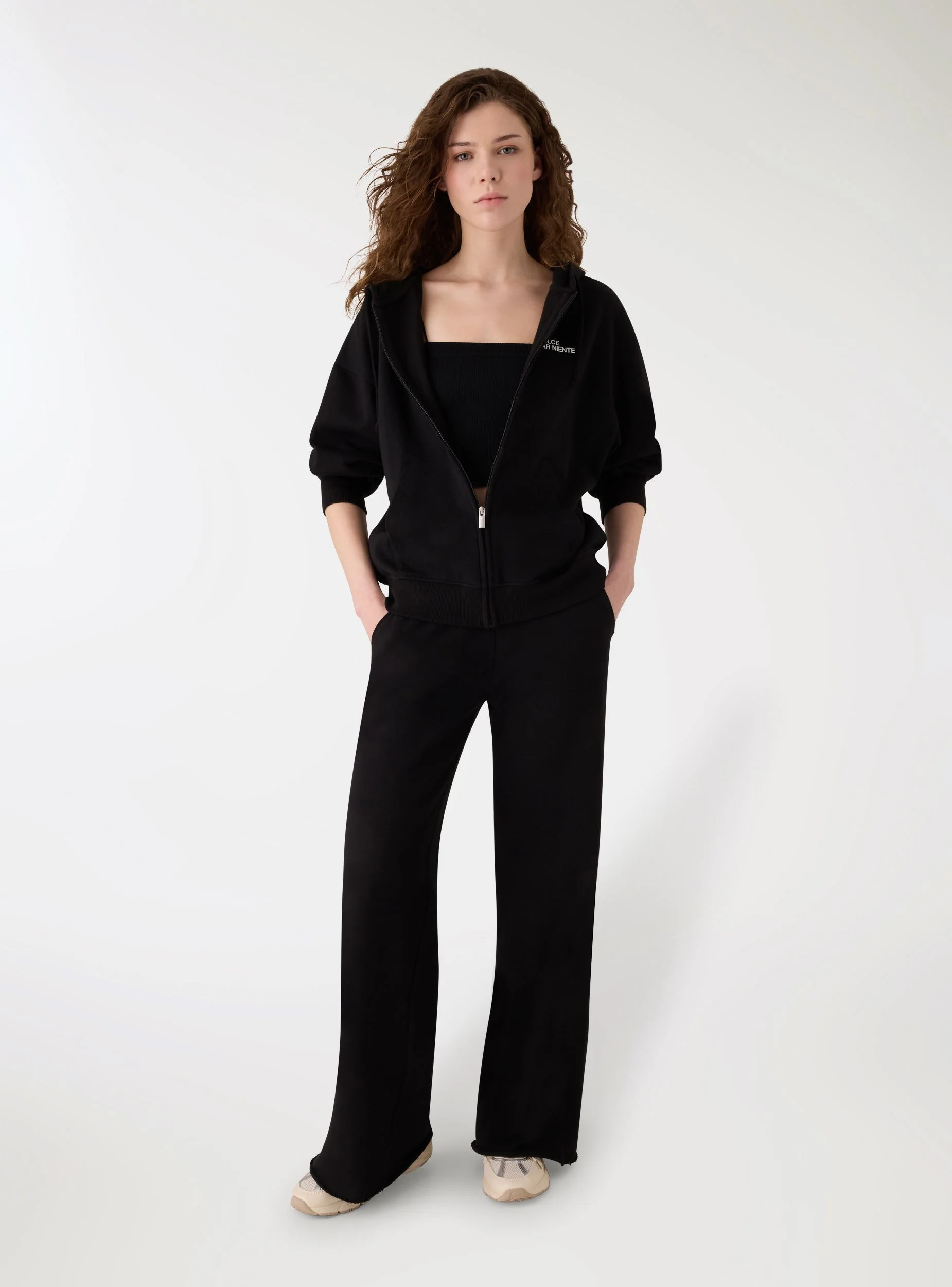 Pantaloni tuta wide leg tinta unita
