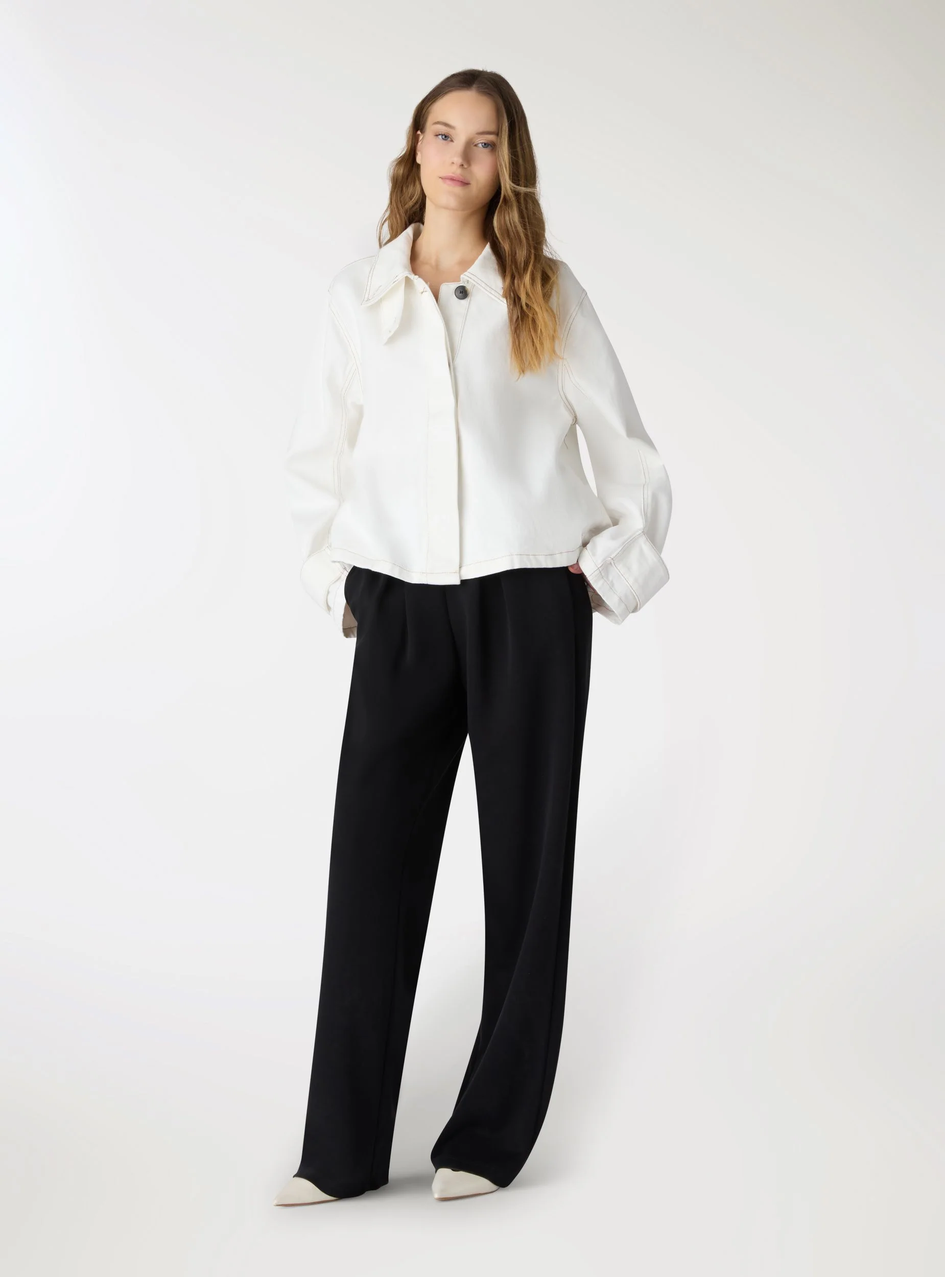 Pantaloni tuta wide leg vita elastica - Image 3