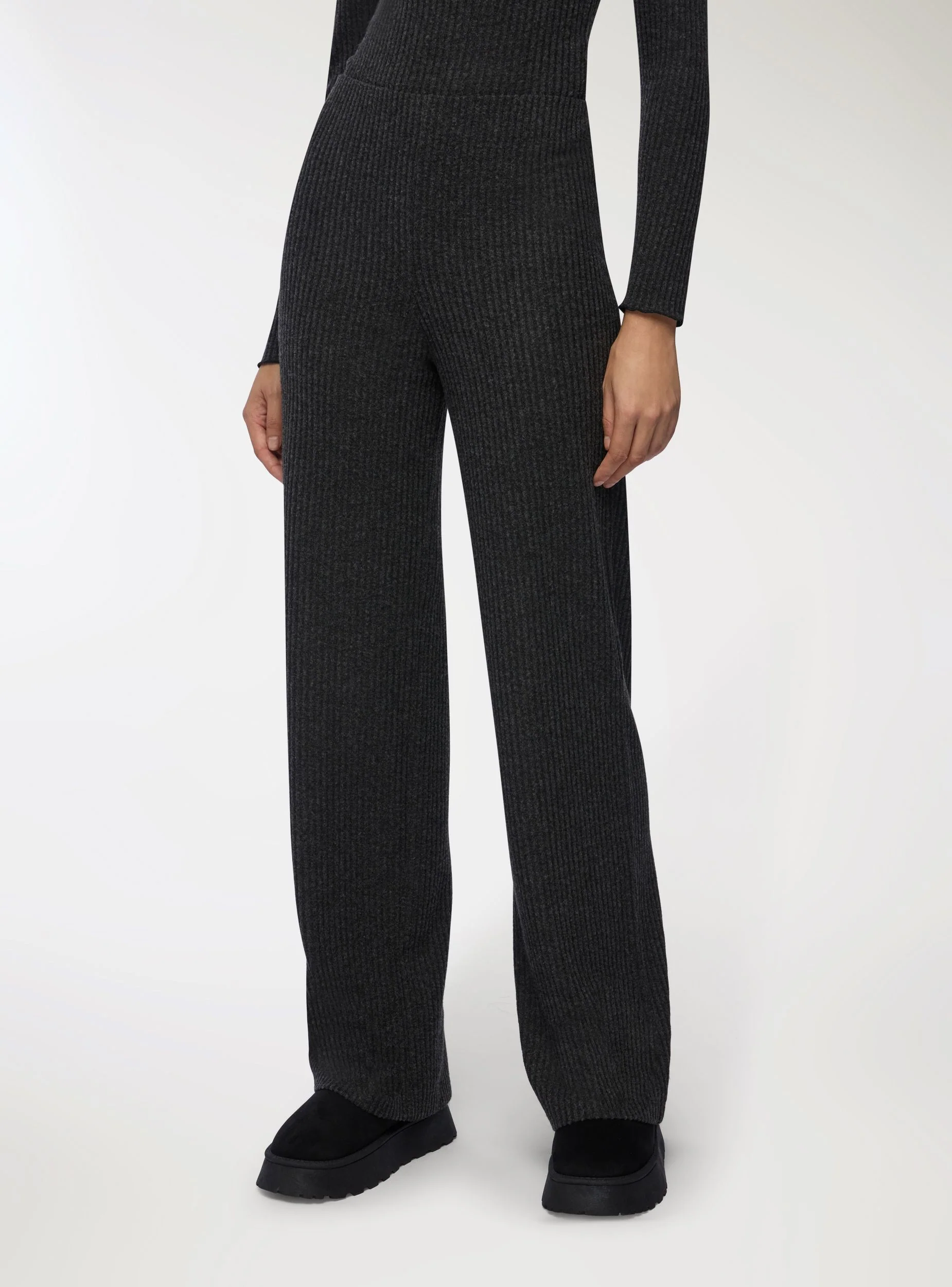 Pantaloni wide leg a coste tessuto caldo - Image 2