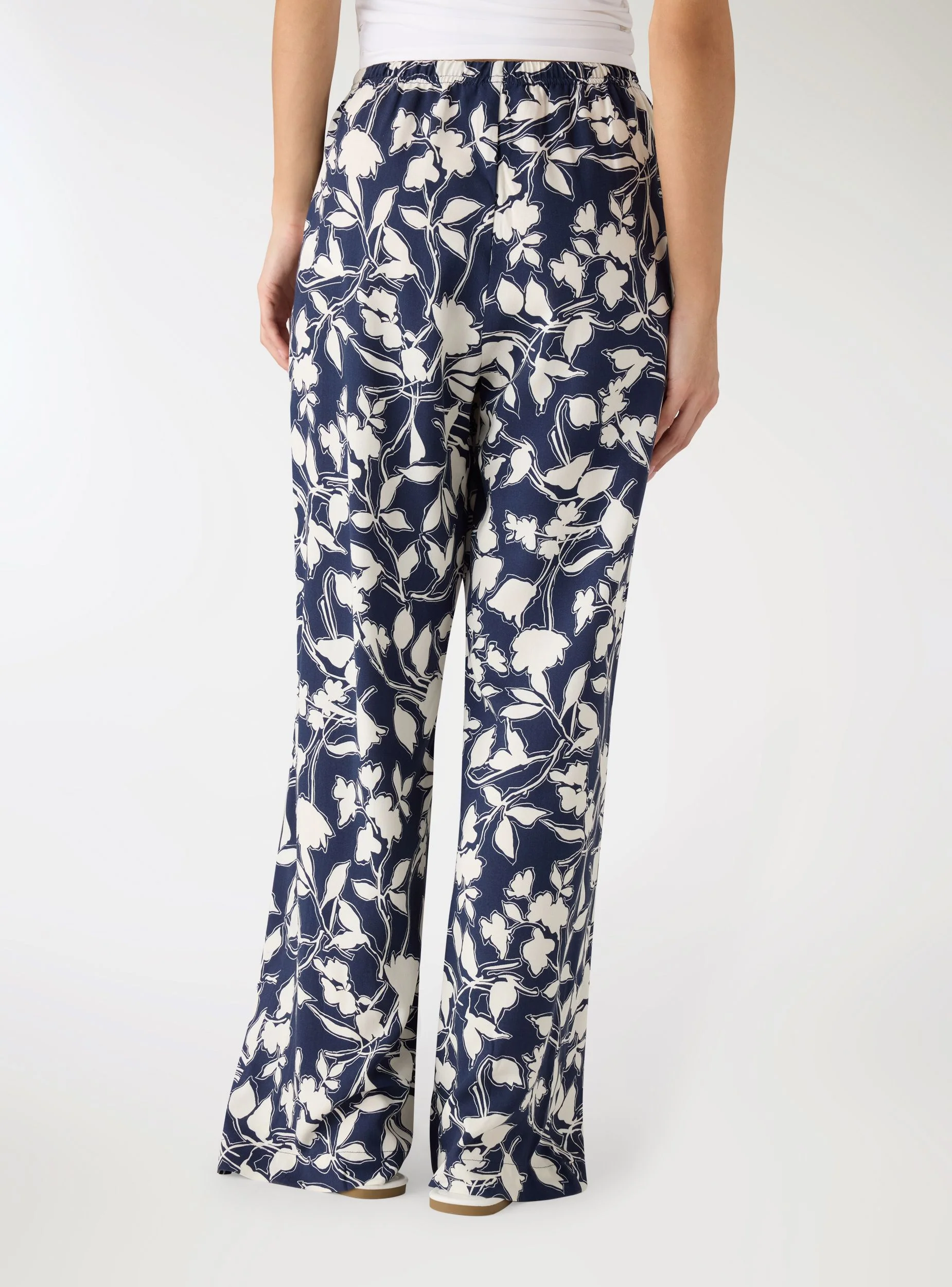 Pantaloni wide leg a fiori con coulisse - Image 3