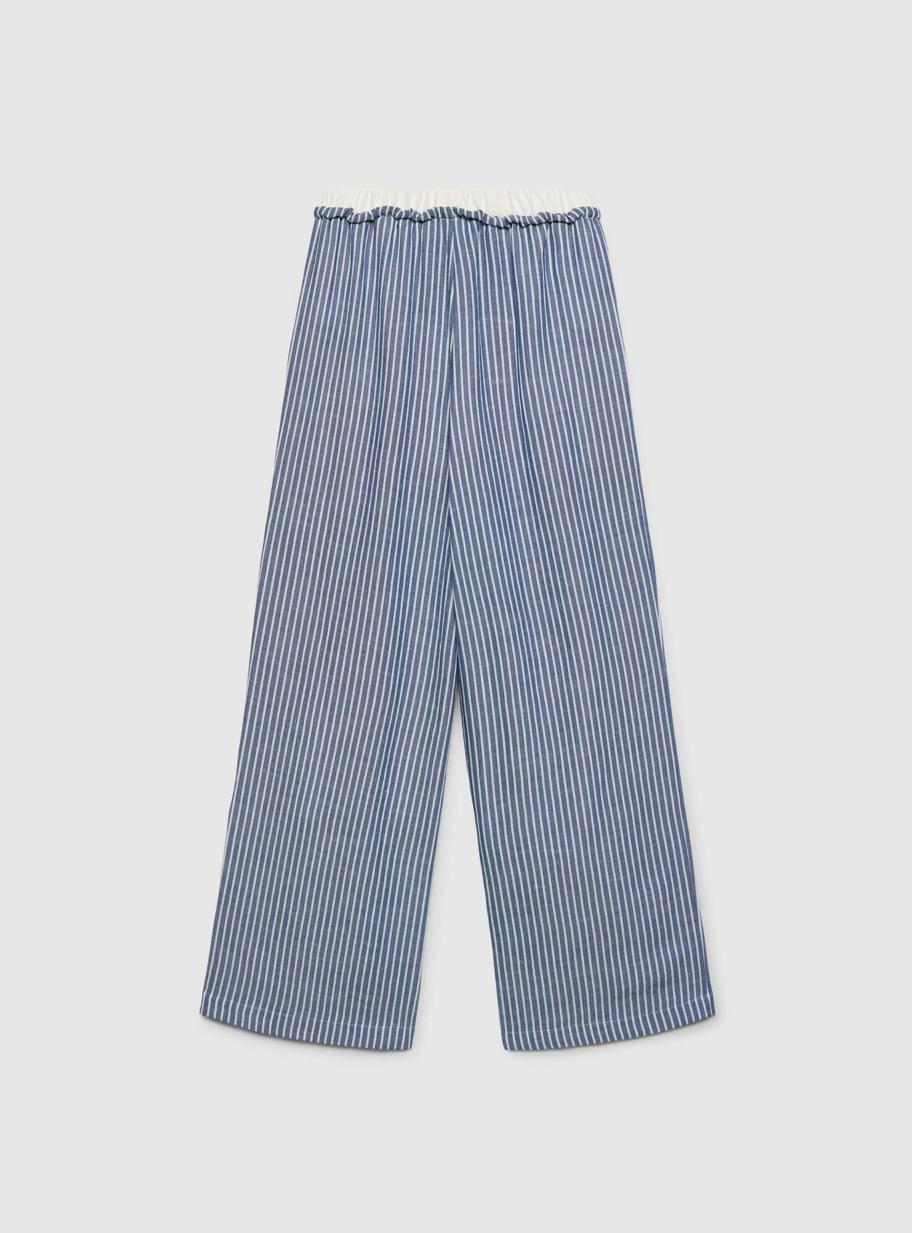 Pantaloni wide leg a righe con coulisse - Image 6