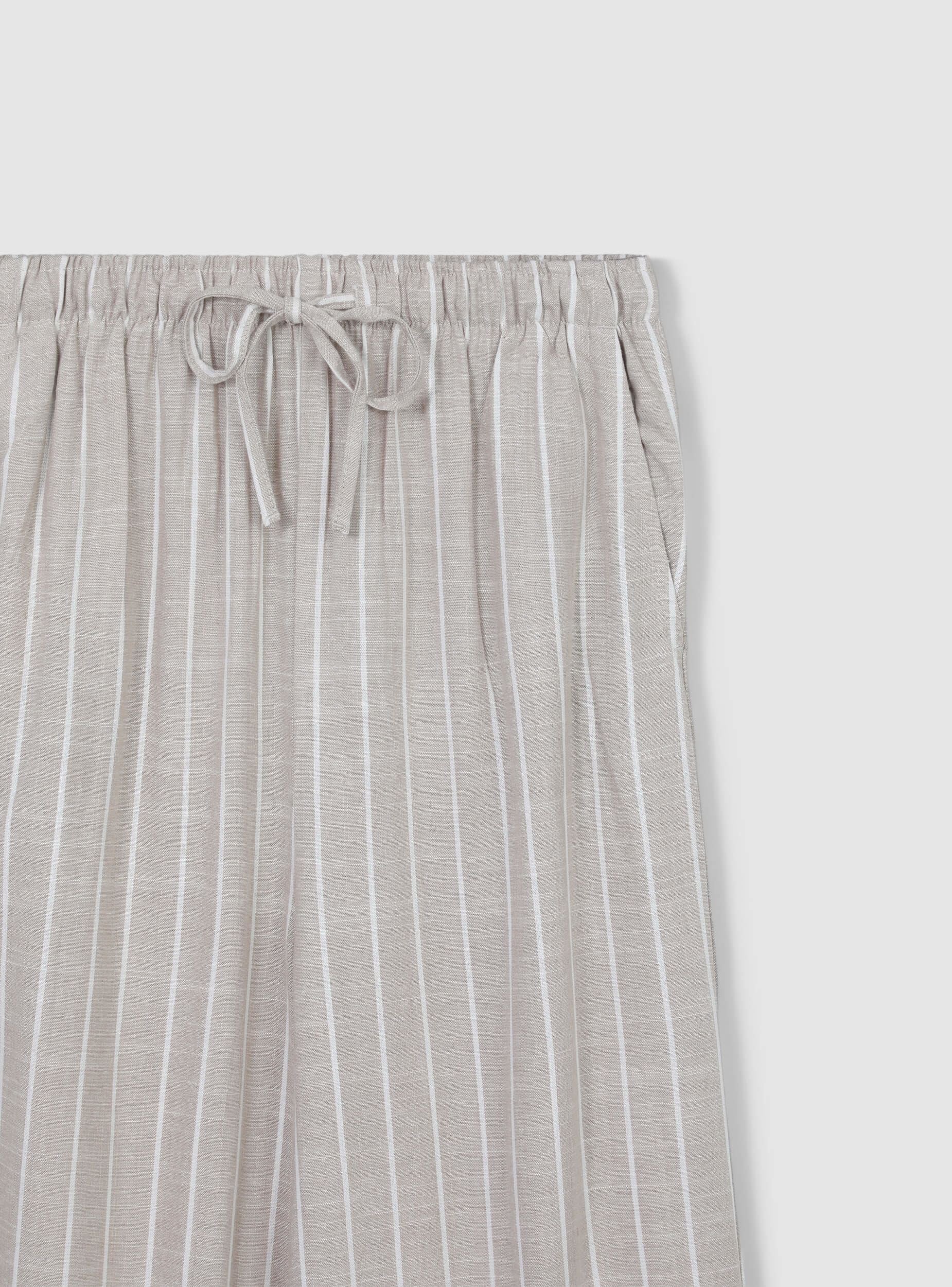 Pantaloni wide leg a righe in misto lino - Image 6