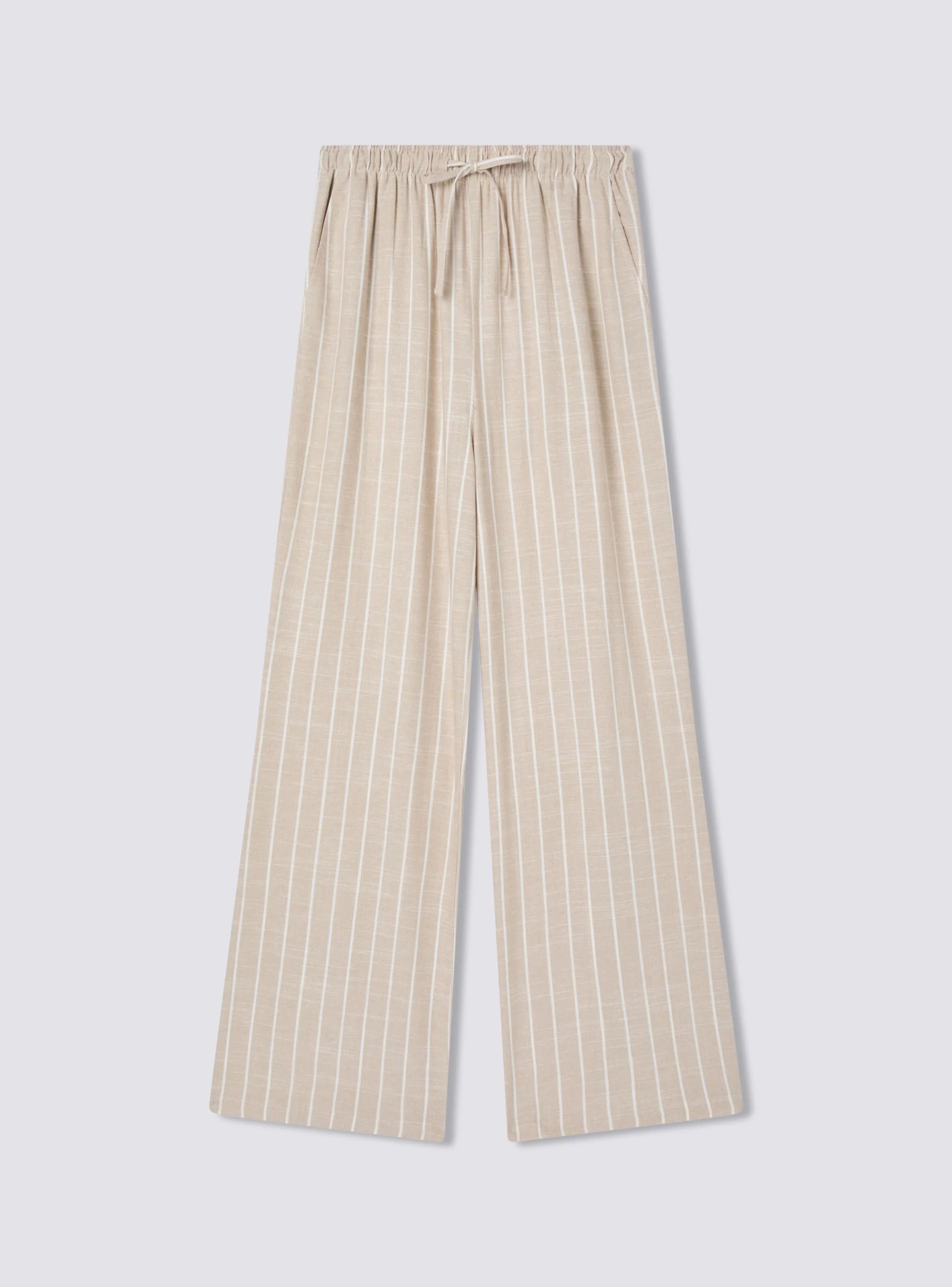 Pantaloni wide leg a righe in misto lino - Image 7