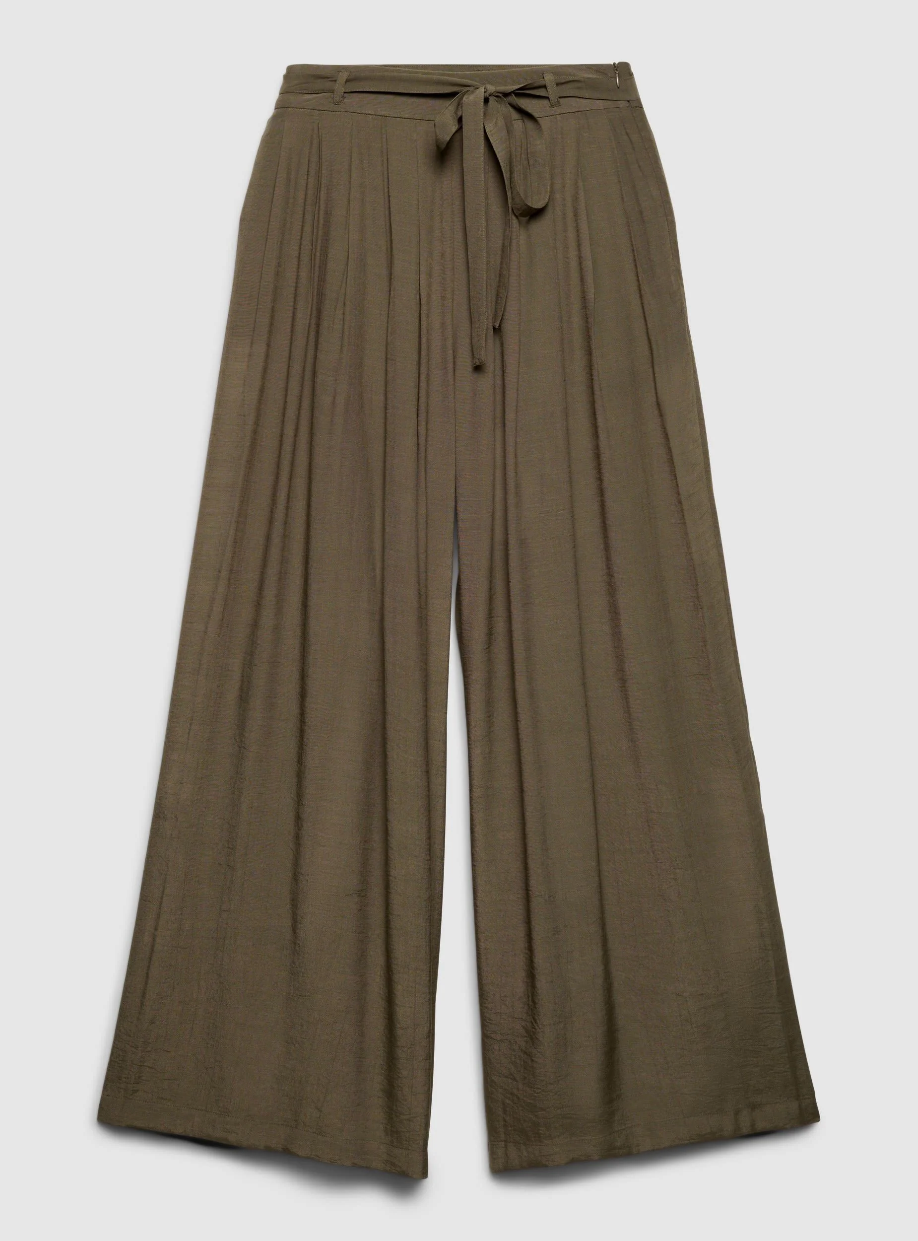 Pantaloni wide leg a tinta unita con cintura - Image 7