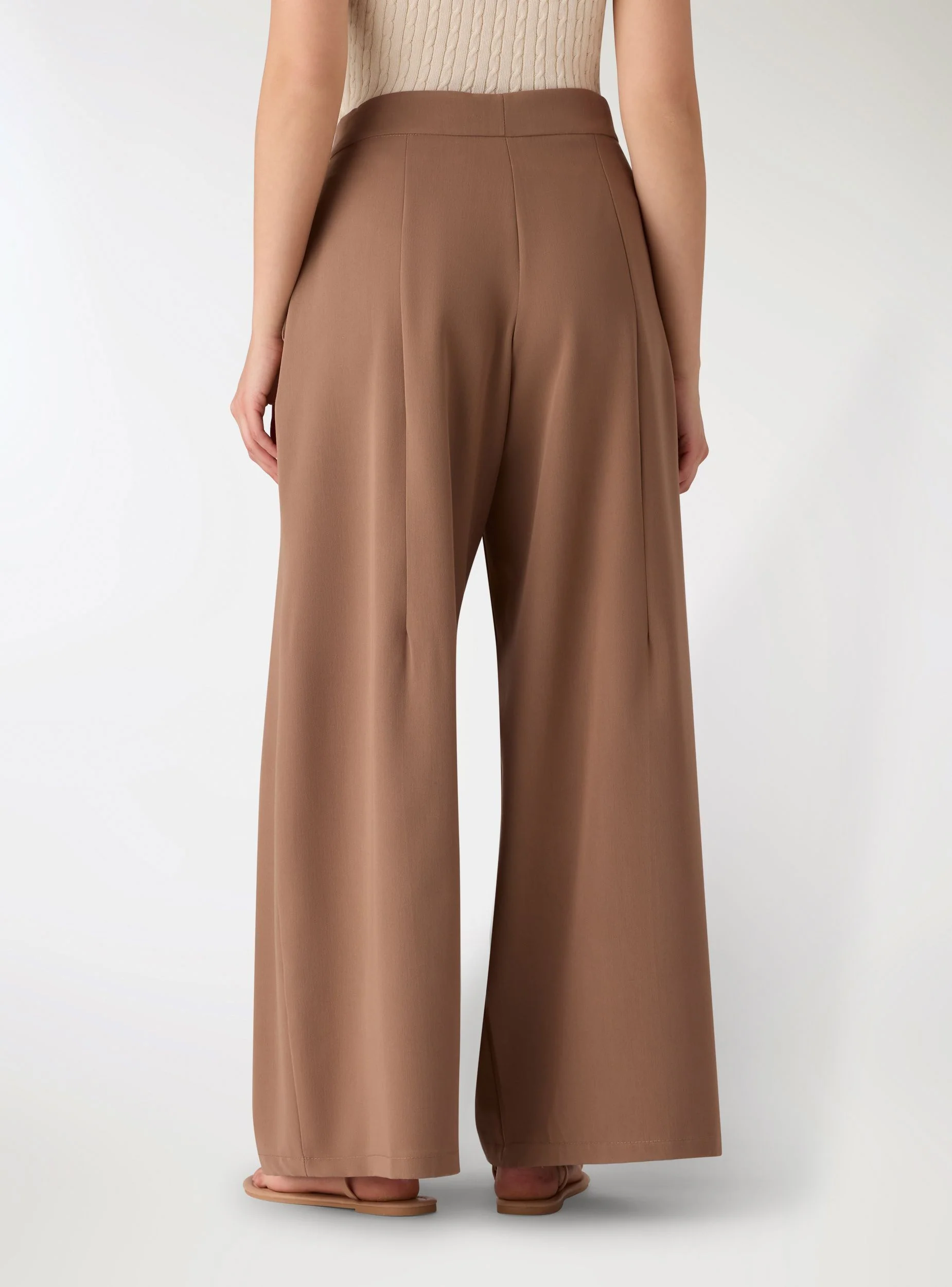Pantaloni wide leg a tinta unita con pannello - Image 2