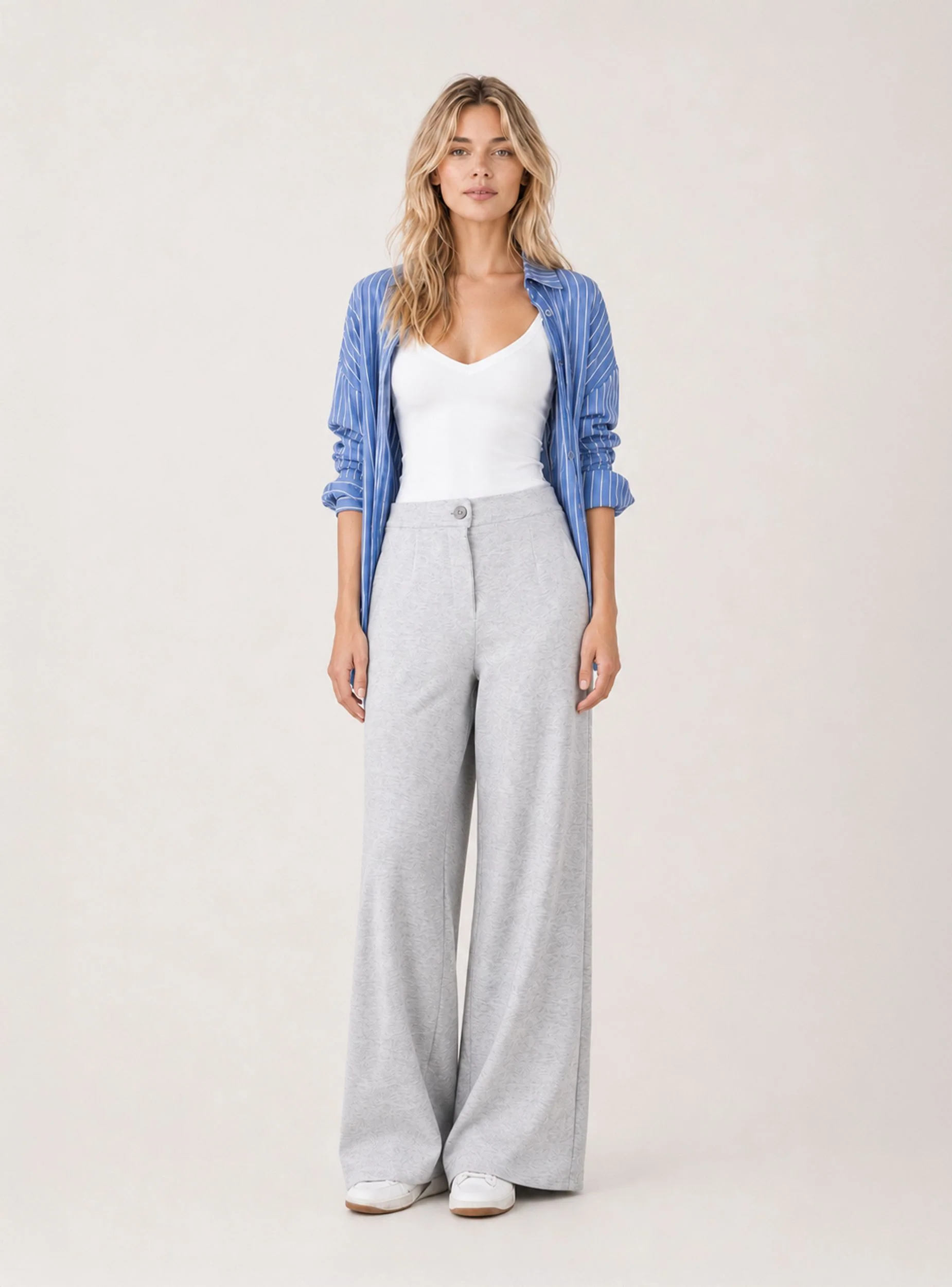 Pantaloni wide leg a tinta unita