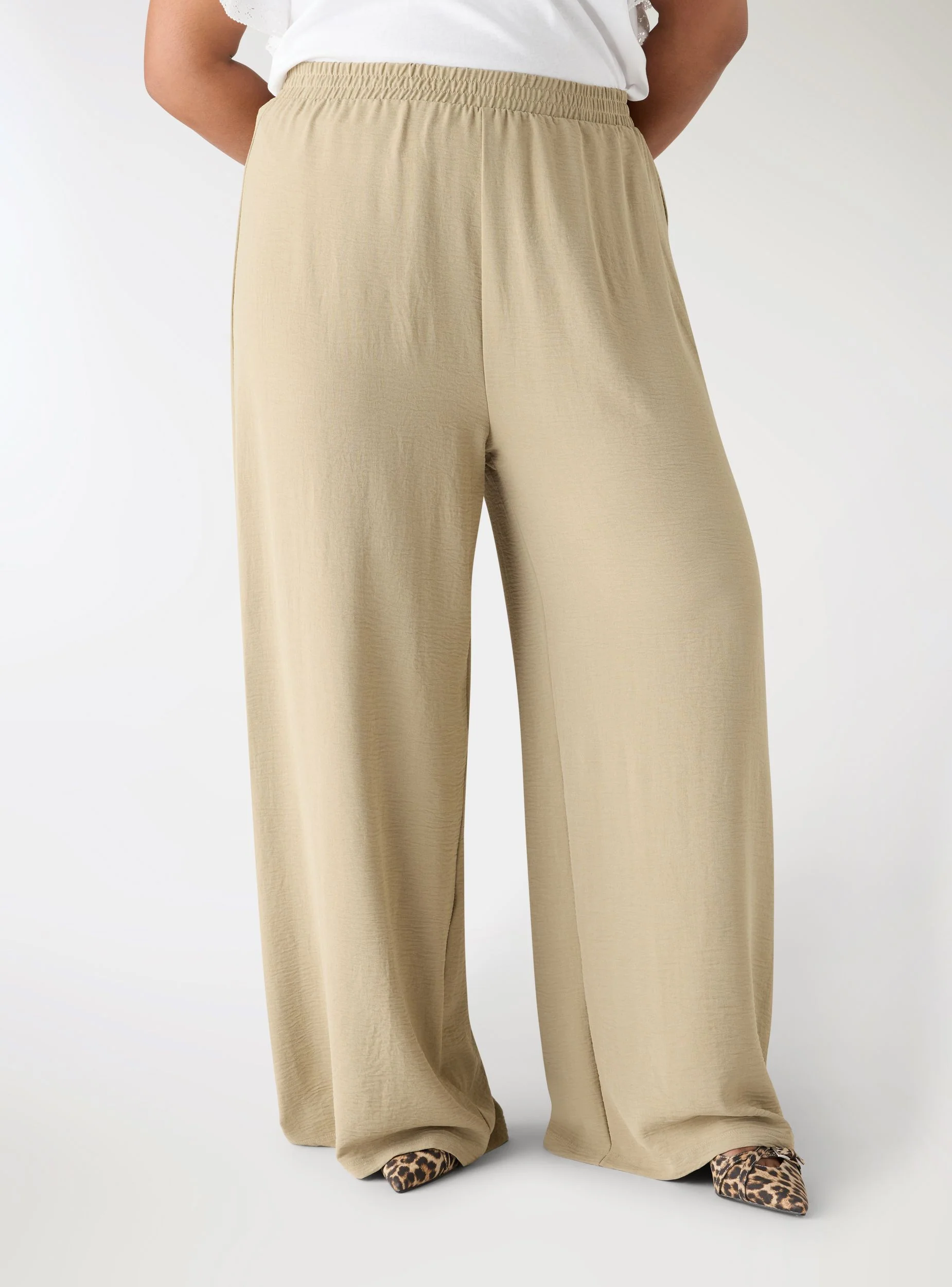 Pantaloni wide leg a tinta unita - Image 2