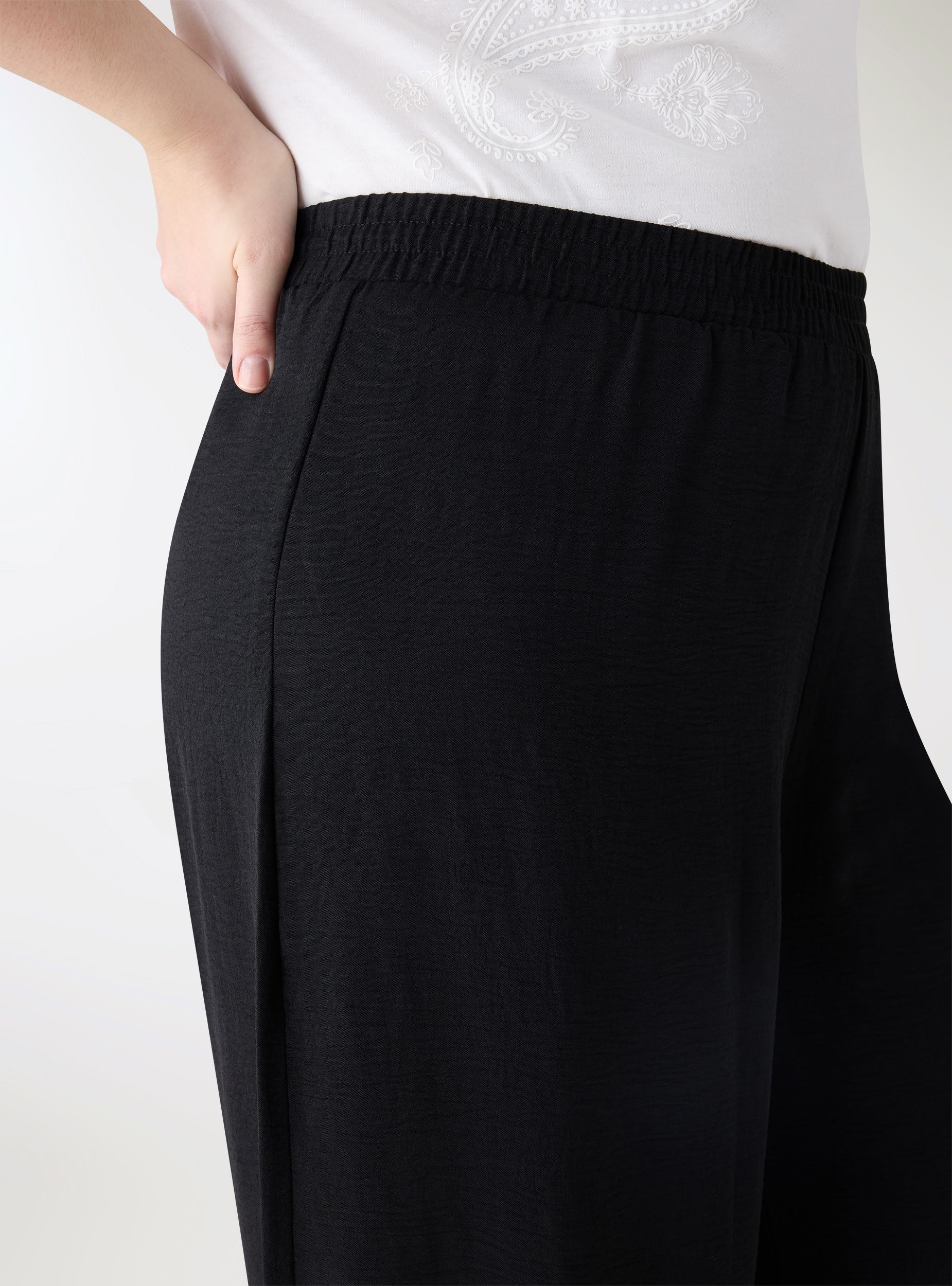 Pantaloni wide leg a tinta unita - Image 4