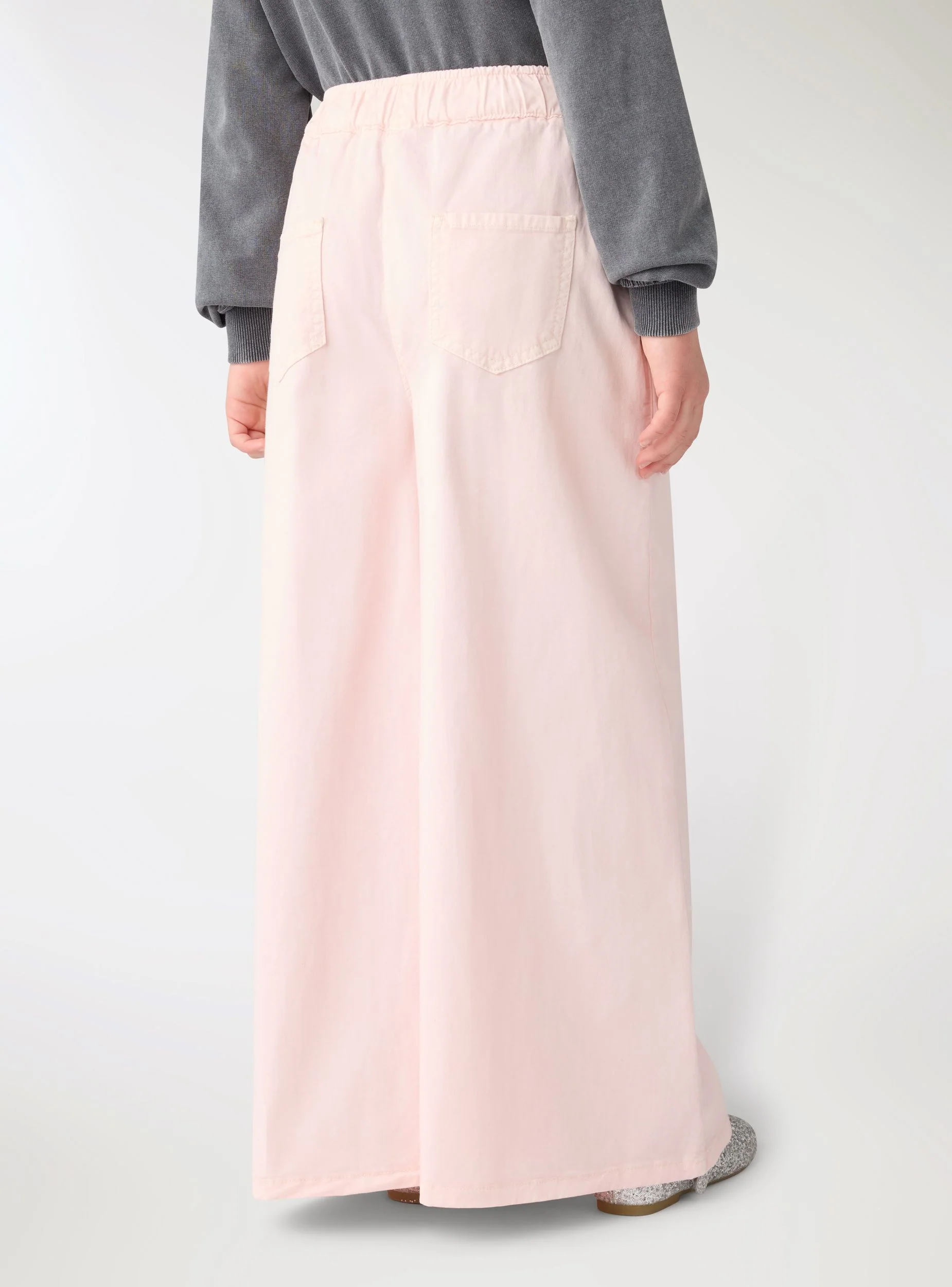 Pantaloni wide leg bambina a tinta unita - Image 3