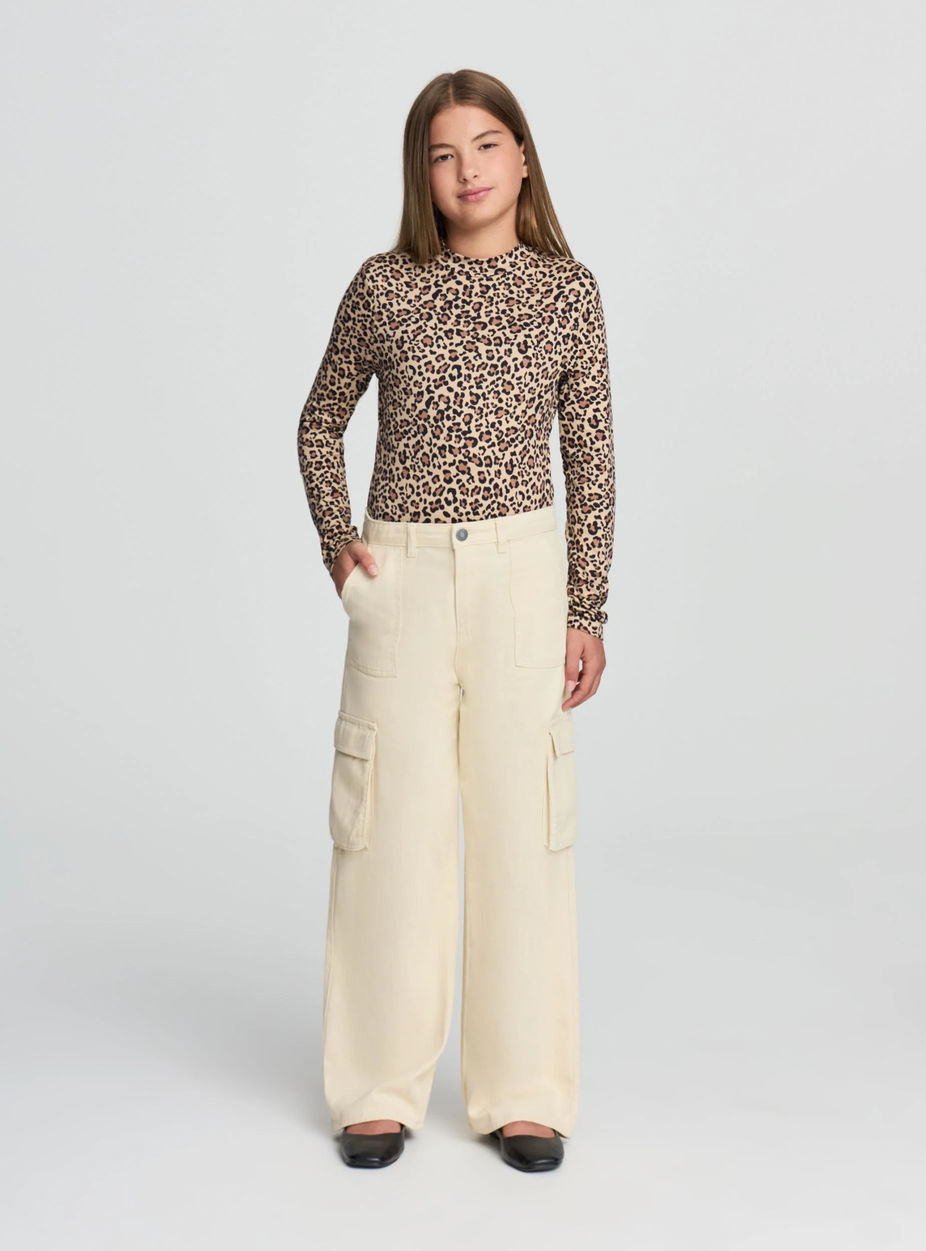 Pantaloni wide leg cargo