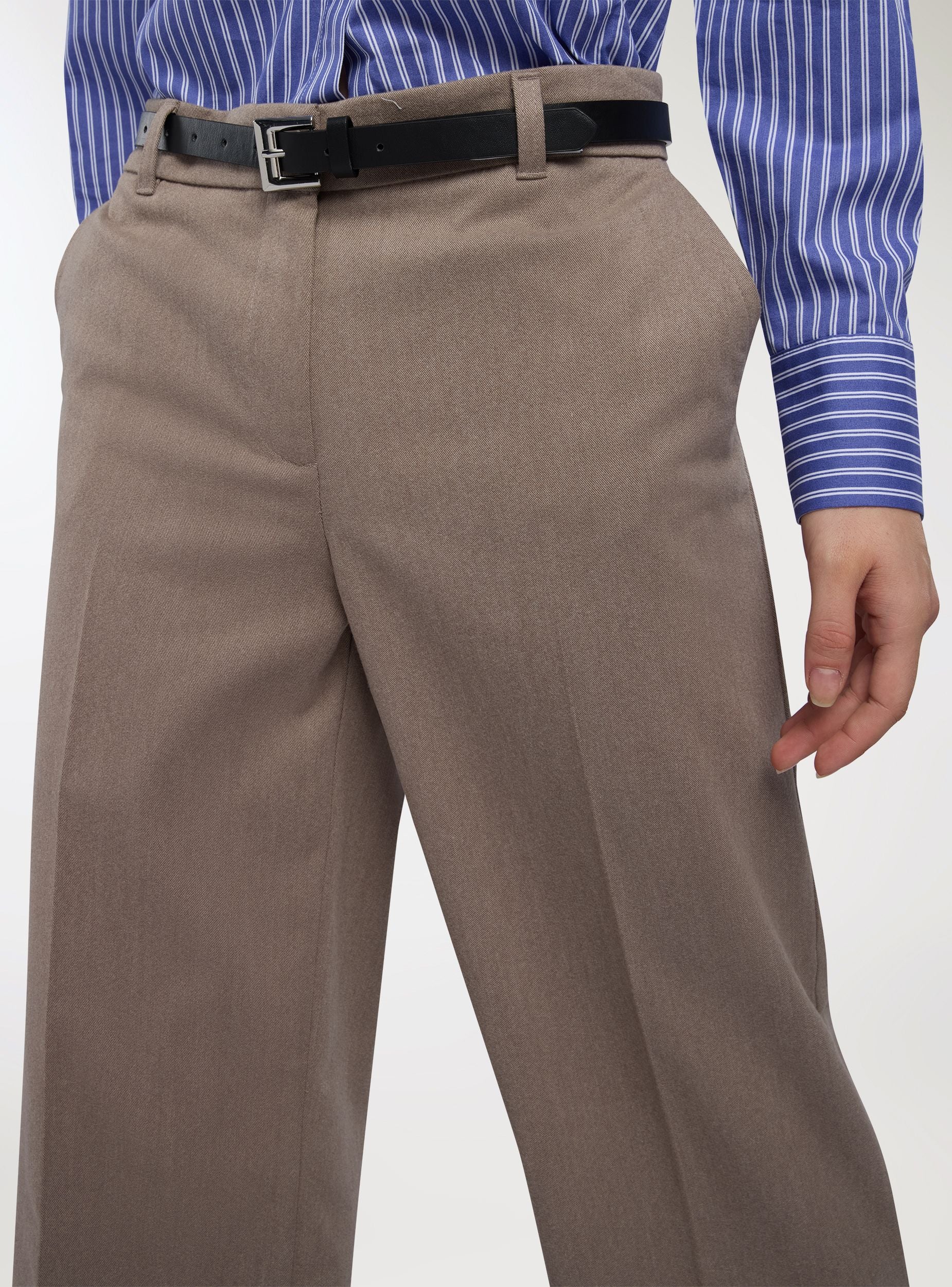 Pantaloni wide leg con cintura ni tessuto caldo - Image 3