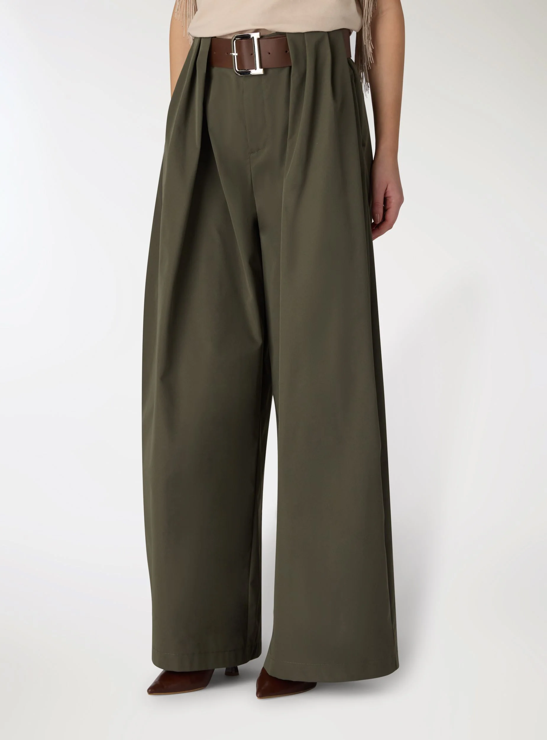 Pantaloni wide leg con cintura - Image 2
