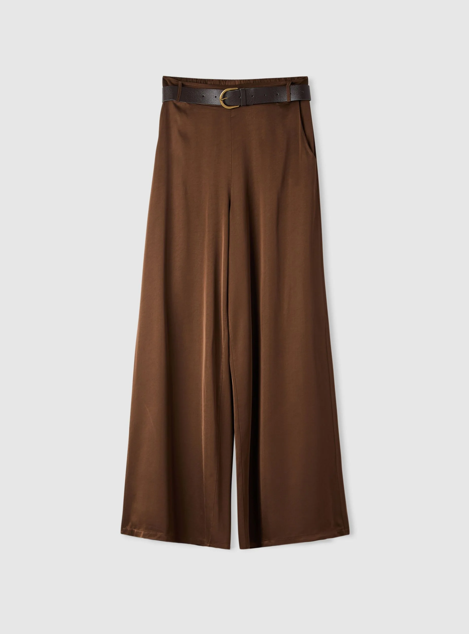 Pantaloni wide leg con cintura satin - Image 5
