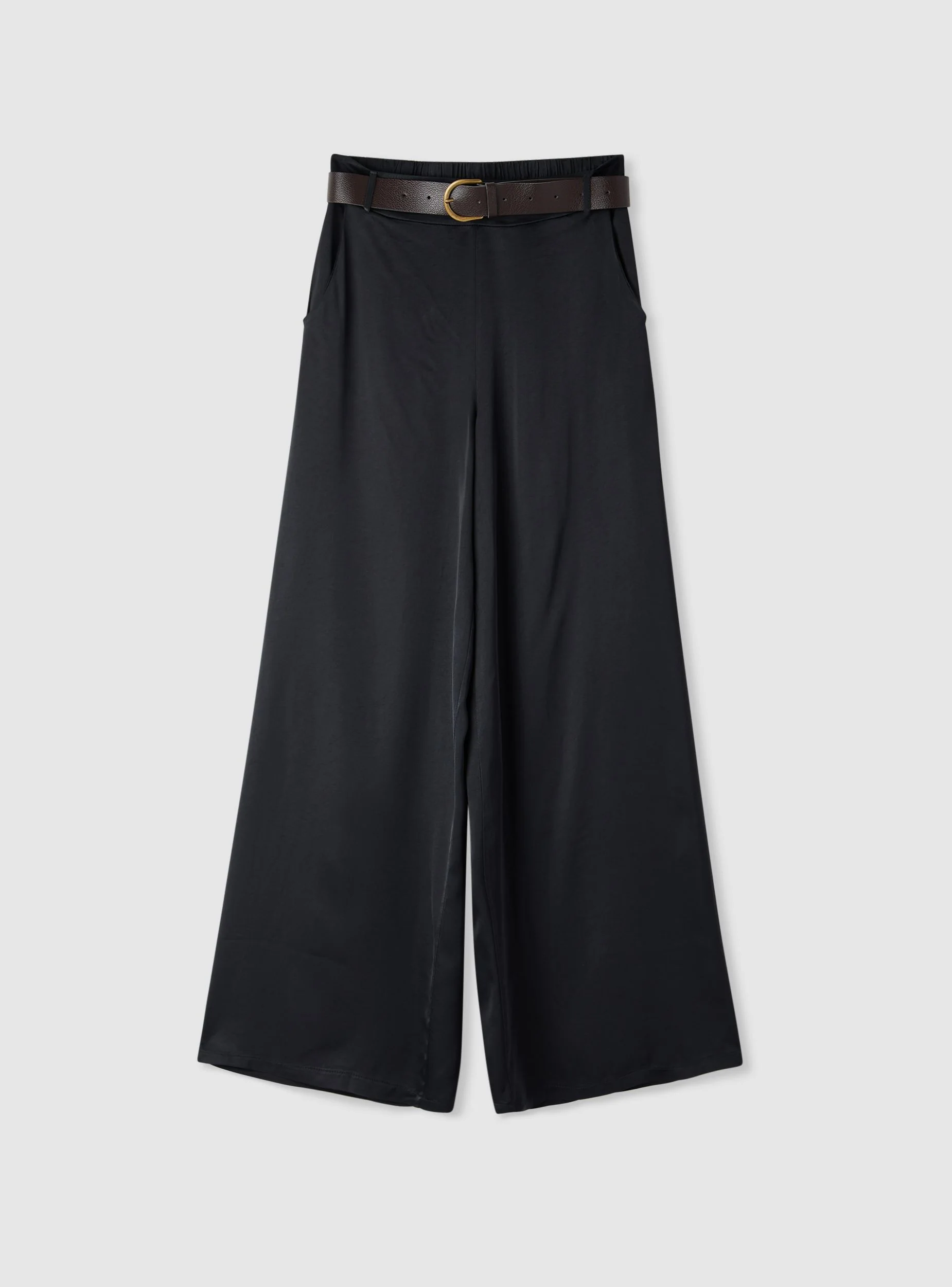 Pantaloni wide leg con cintura satin - Image 5