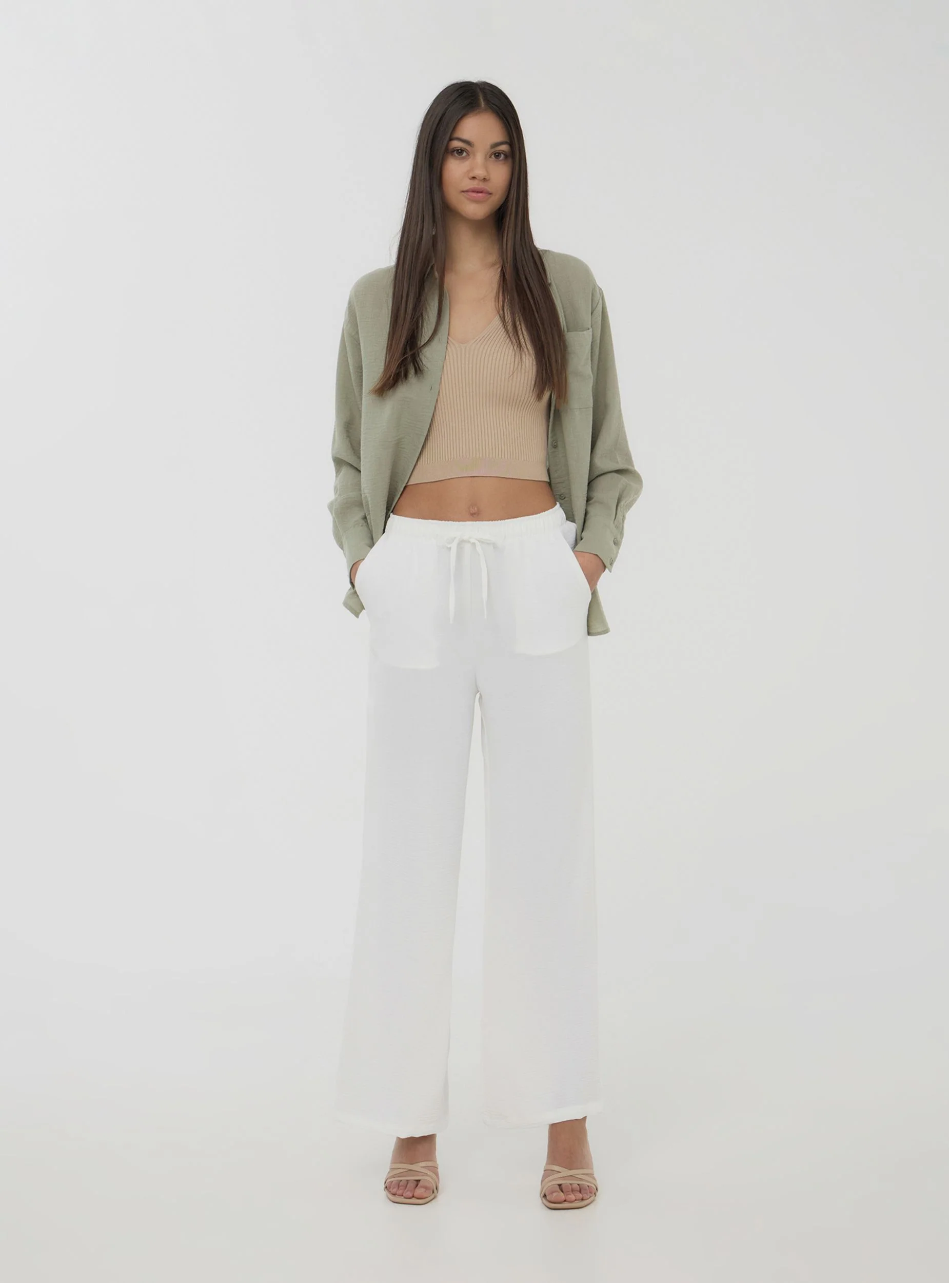 Pantaloni wide leg con coulisse