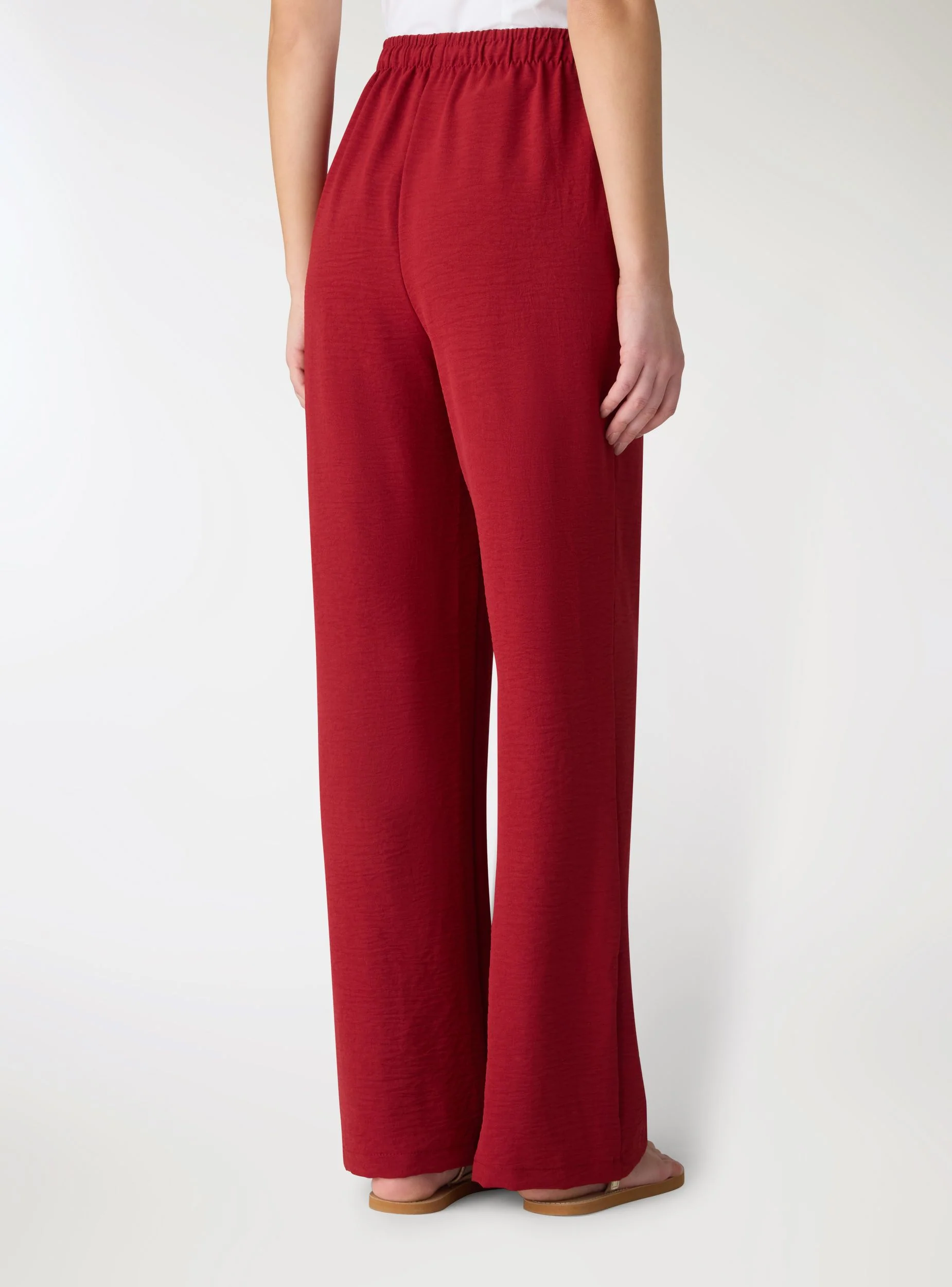 Pantaloni wide leg con coulisse tinta unita - Image 3