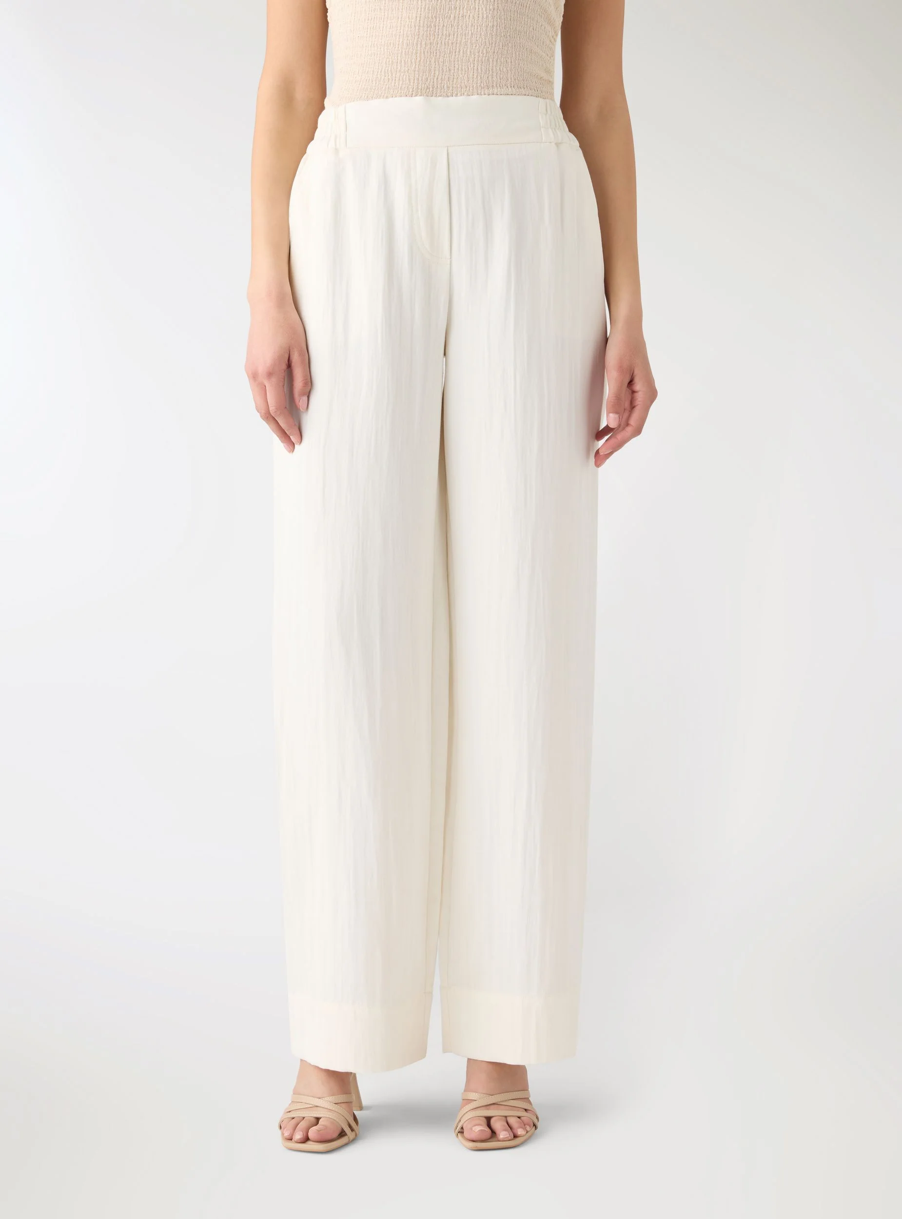 Pantaloni wide leg con elastico in vita - Image 4