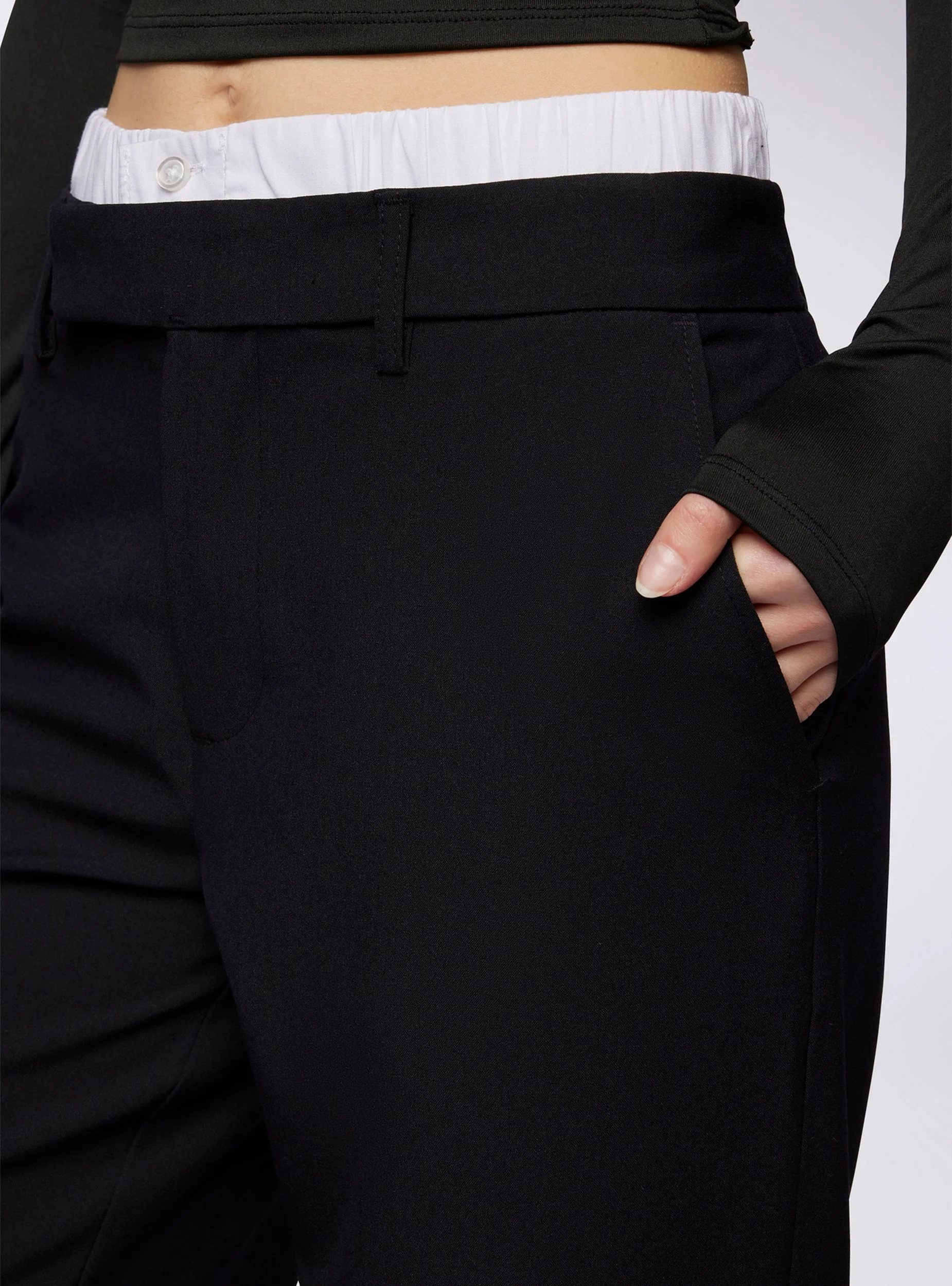 Pantaloni wide leg con fascia effetto boxer - Image 4