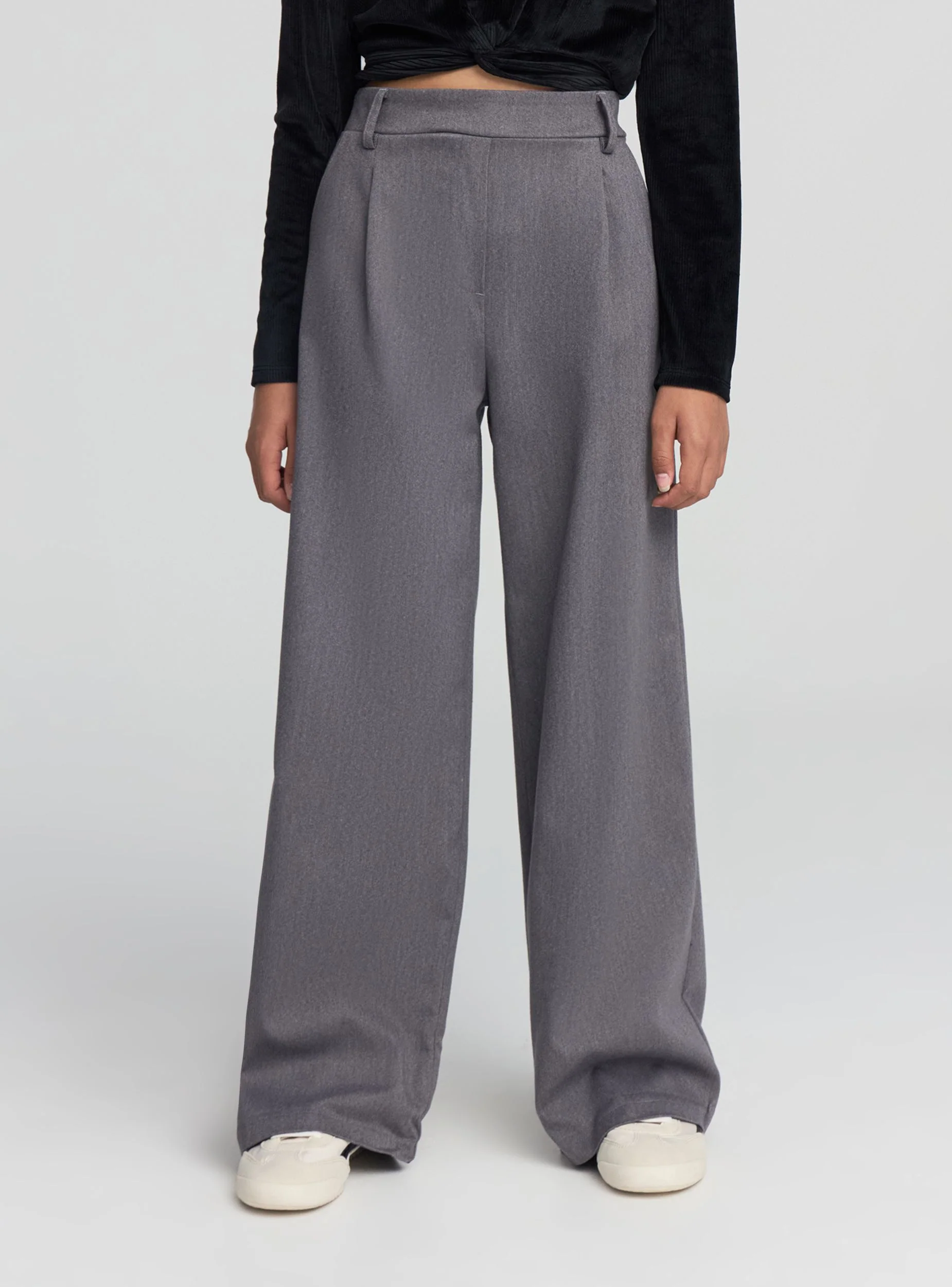 Pantaloni wide leg con pince - Image 2