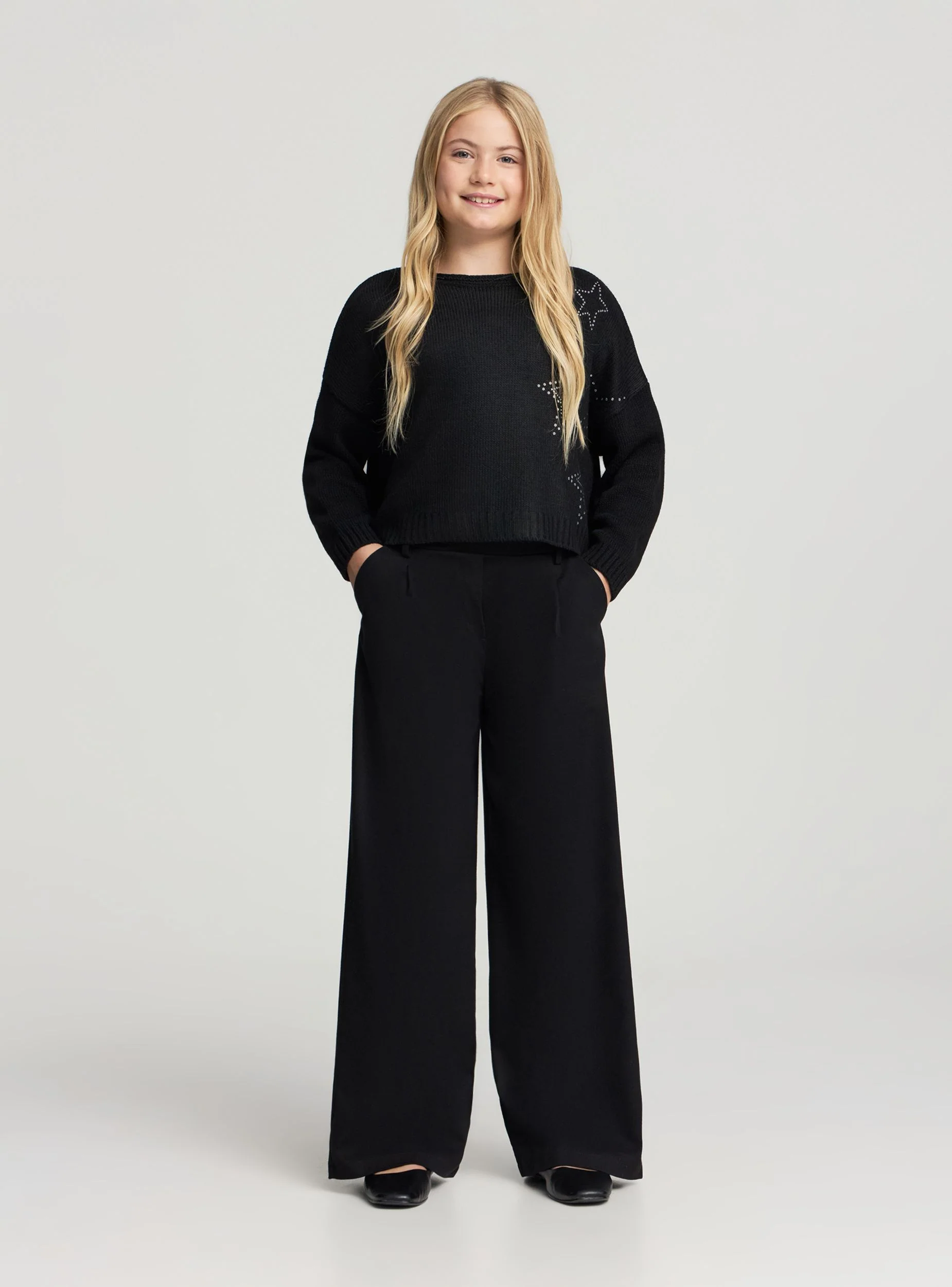Pantaloni wide leg con pince - Image 2
