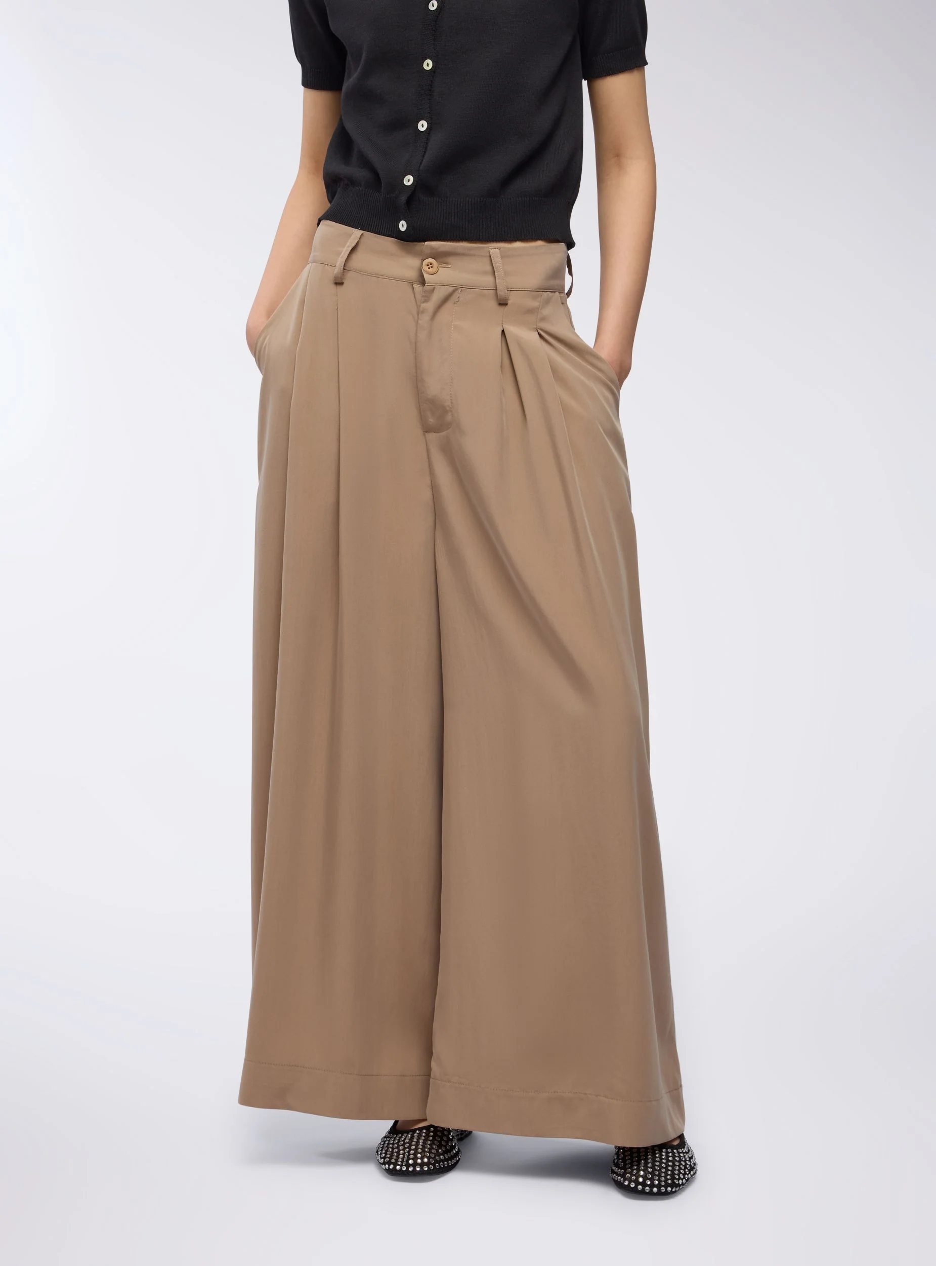 Pantaloni wide leg con pinces - Image 4